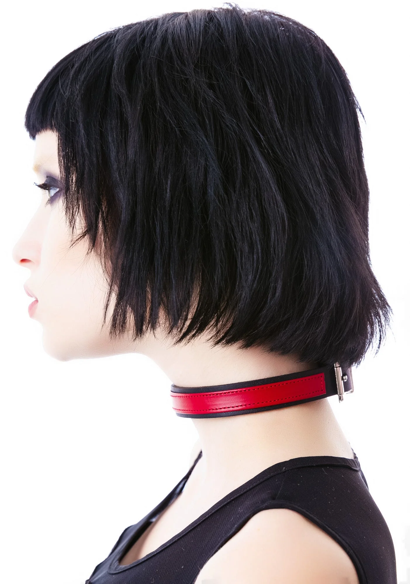 Strap Tease Leather Choker - Red - Image 7