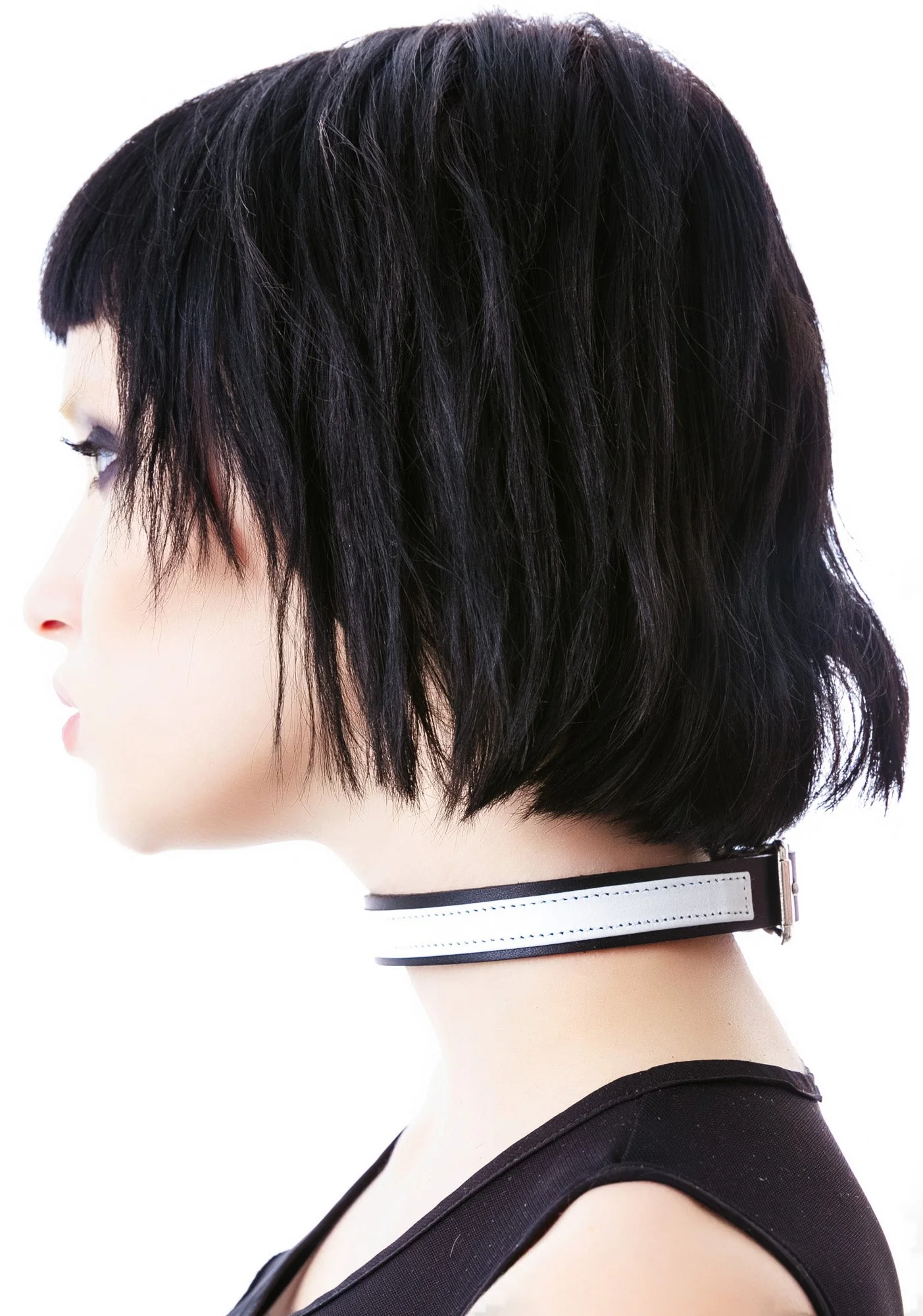 Strap Tease Leather Choker - Purple - Image 2
