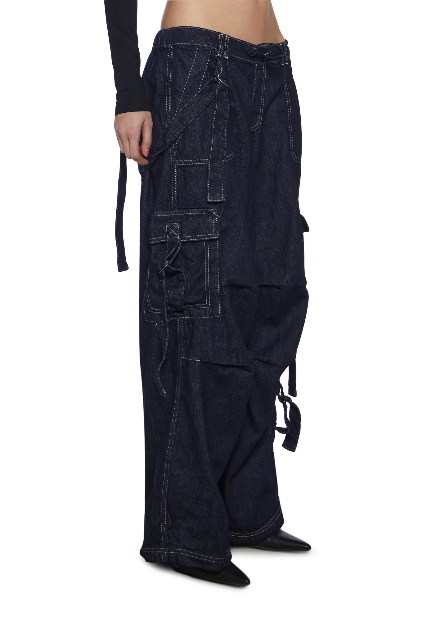 Strappy Cargo Denim Jeans - Image 3