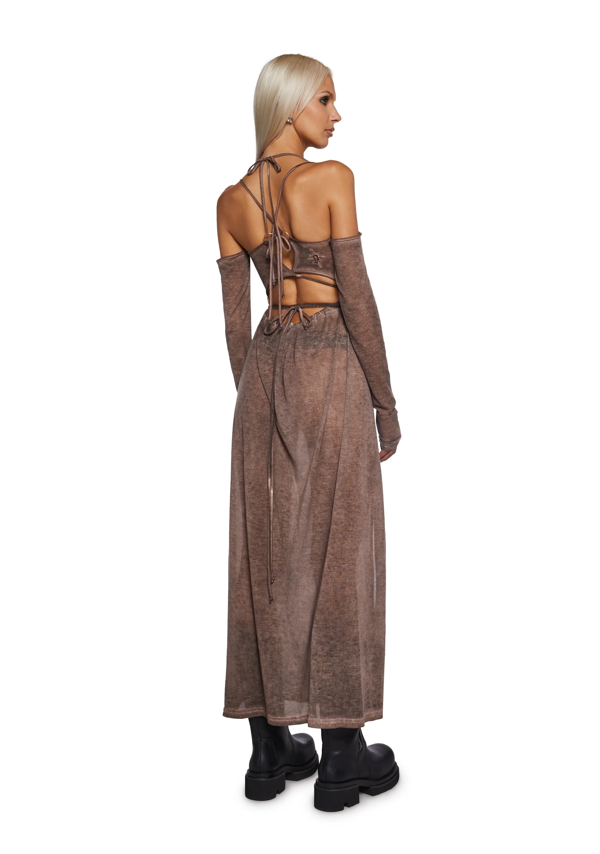 Downbeat Hooded Maxi Dress - Brown - Image 6