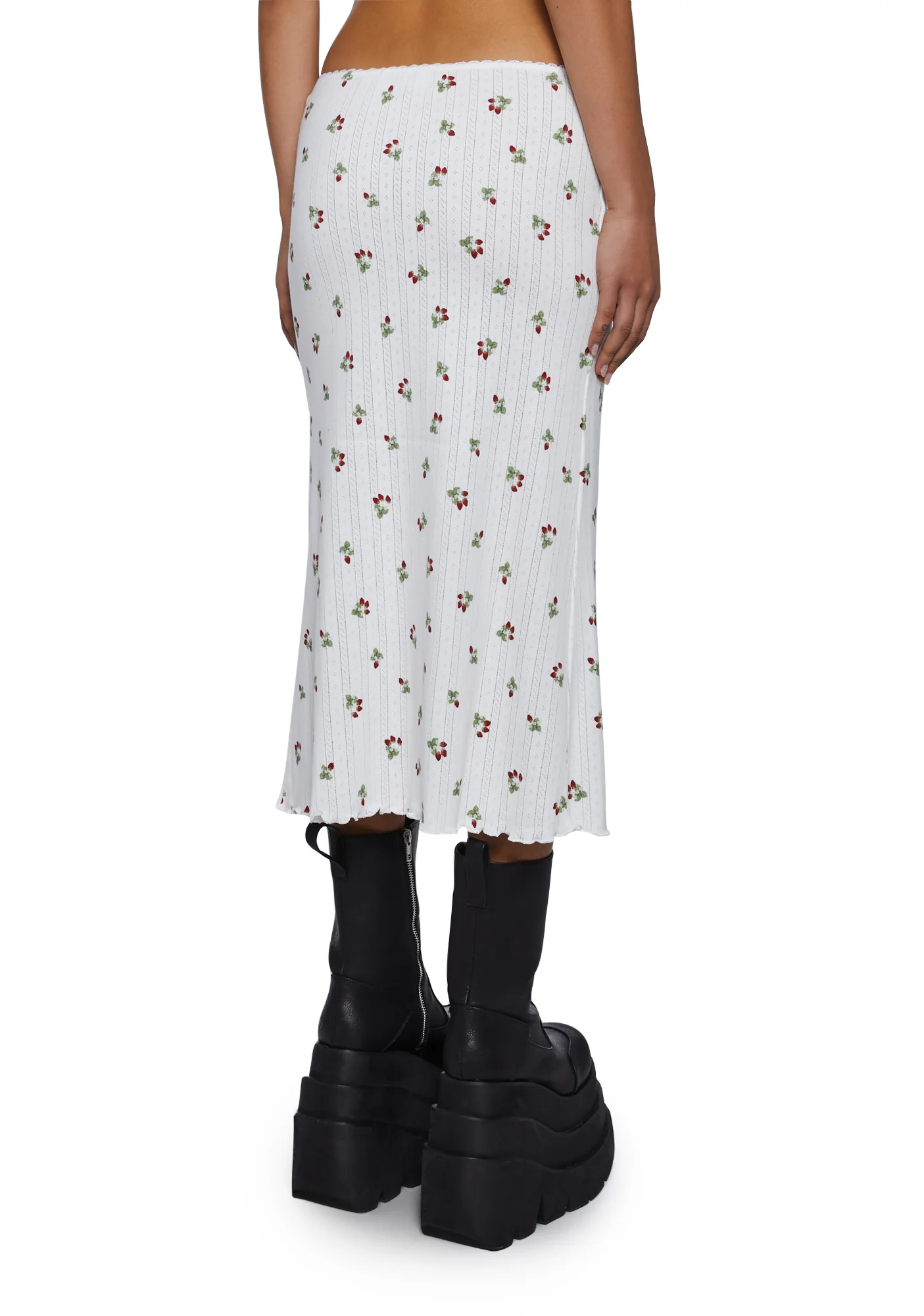 Strawberry Pointelle Midi Skirt - Image 4