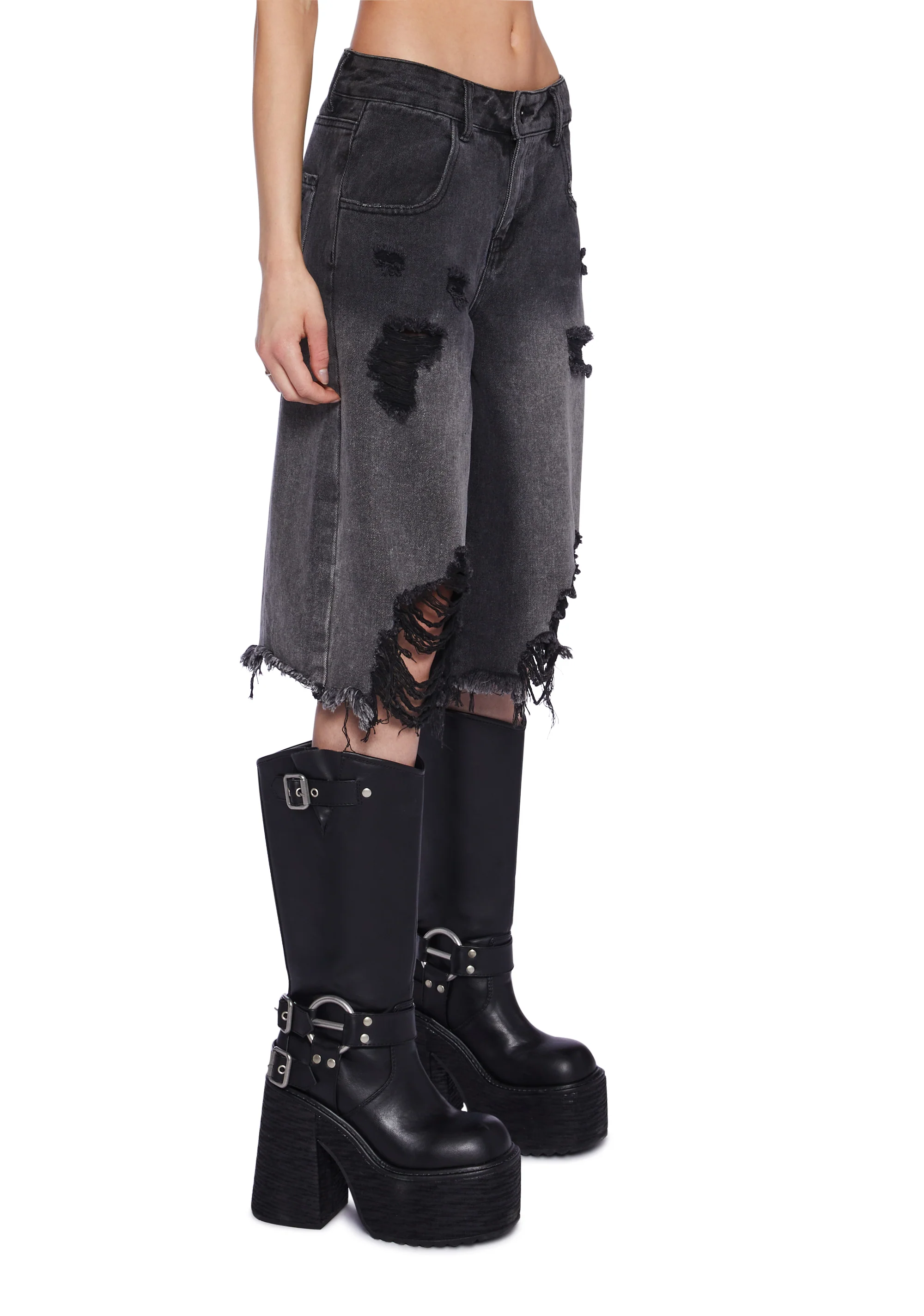 Streetwise Maven Denim Shorts - Black - Image 4