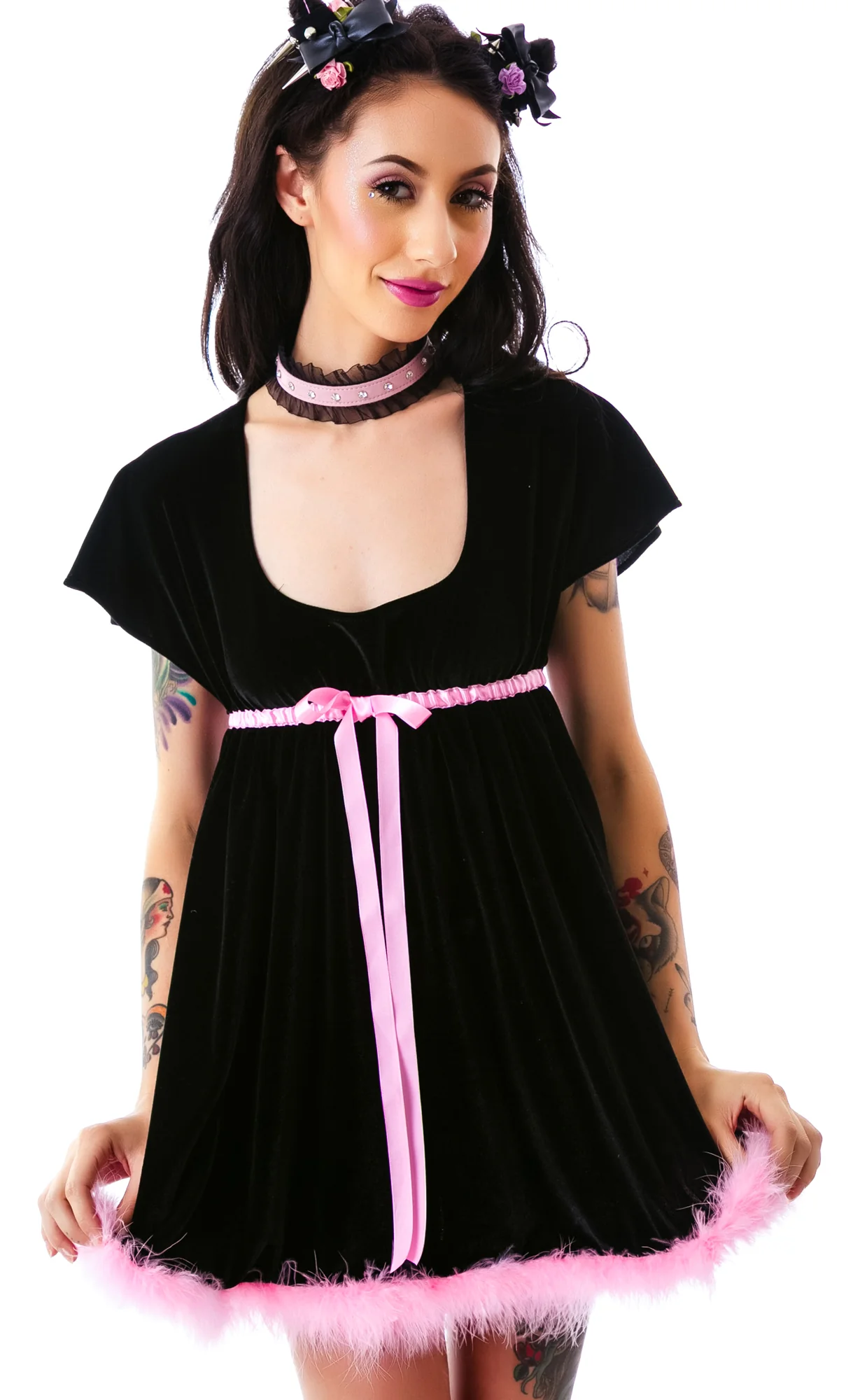 Stretch Velvet Empire Dress - Image 5