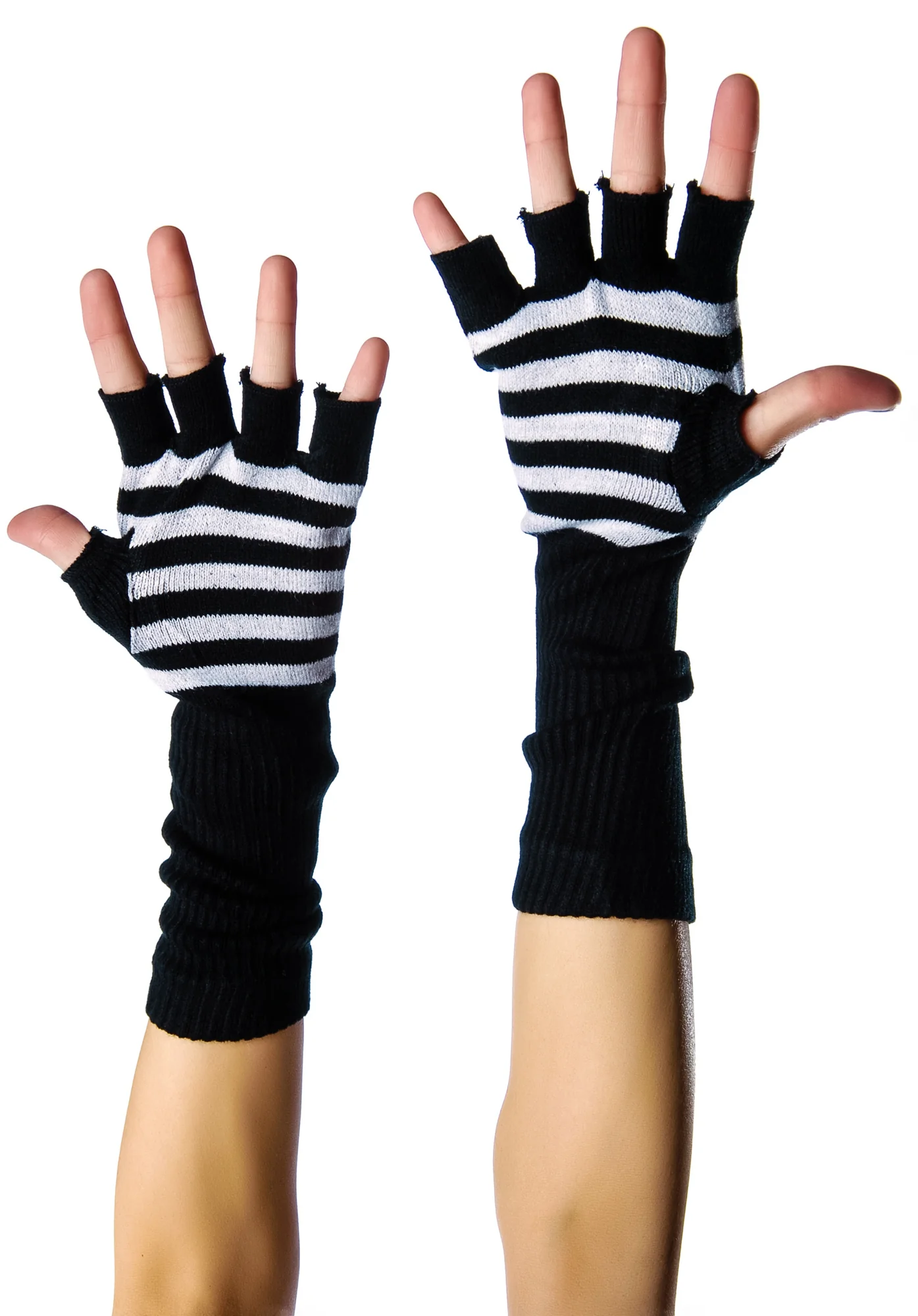 Striped Skelly Fingerless Gloves - Image 5