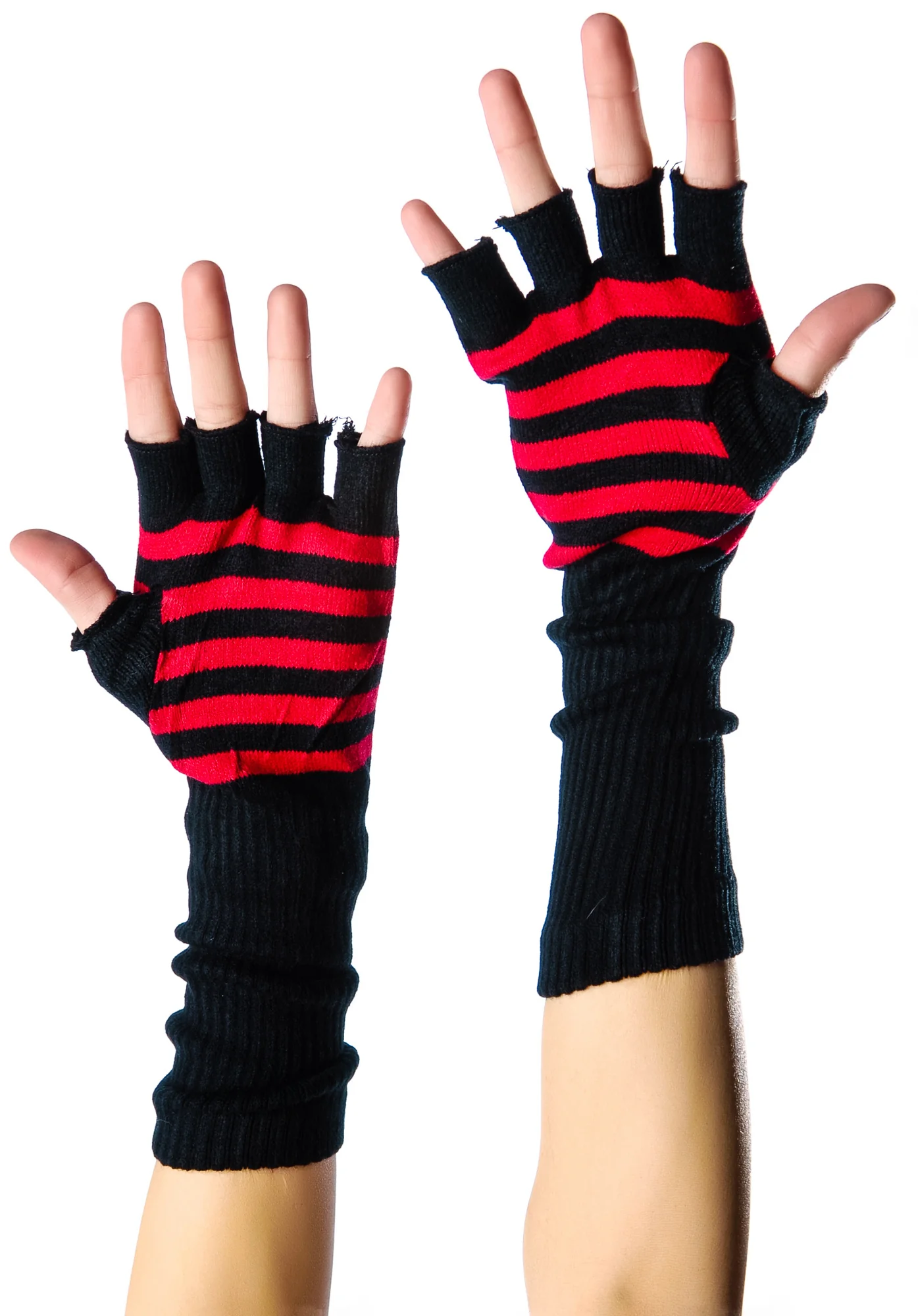 Striped Skelly Fingerless Gloves - Image 6