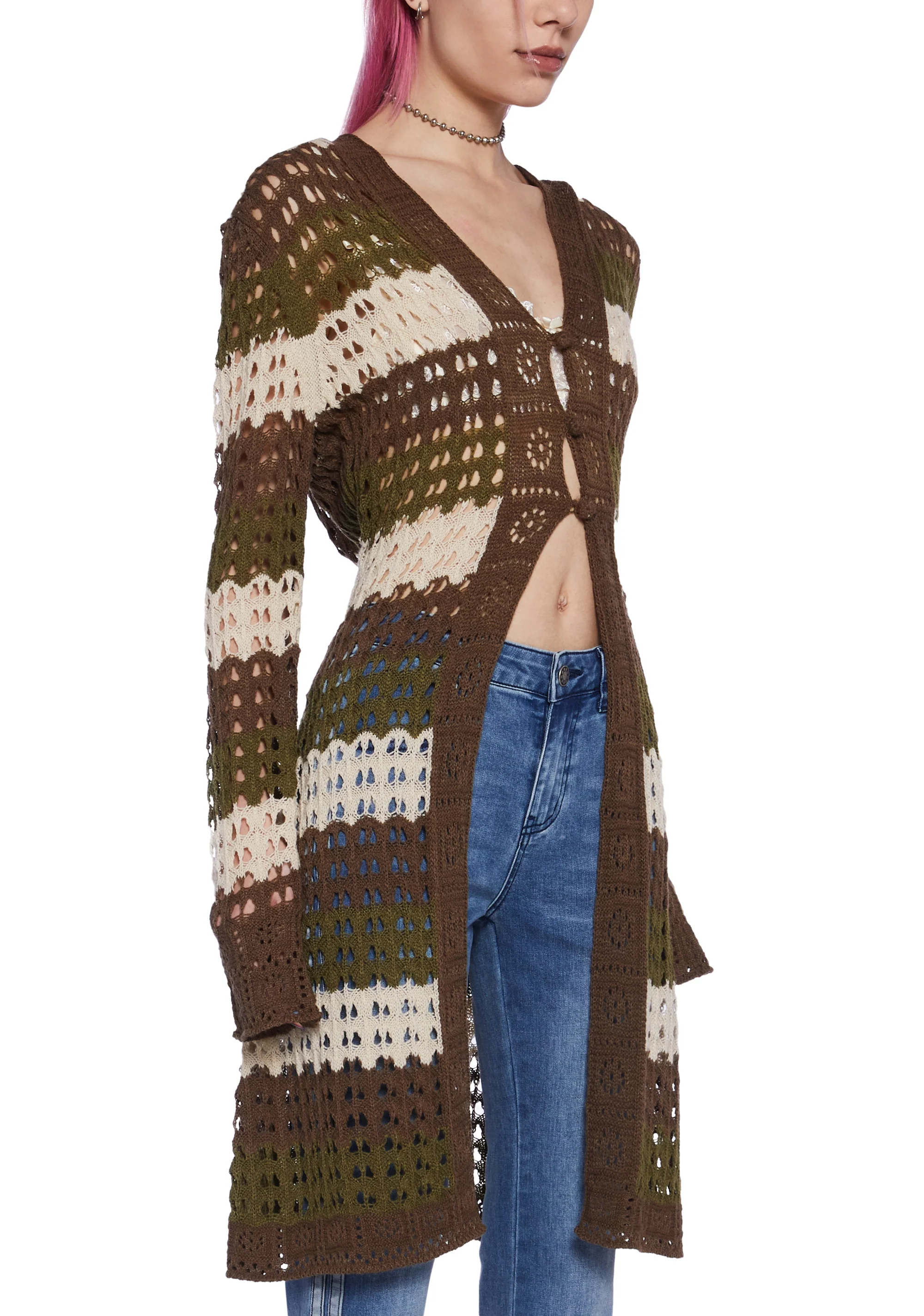 Striped Stunner Crochet Cardigan - Image 3