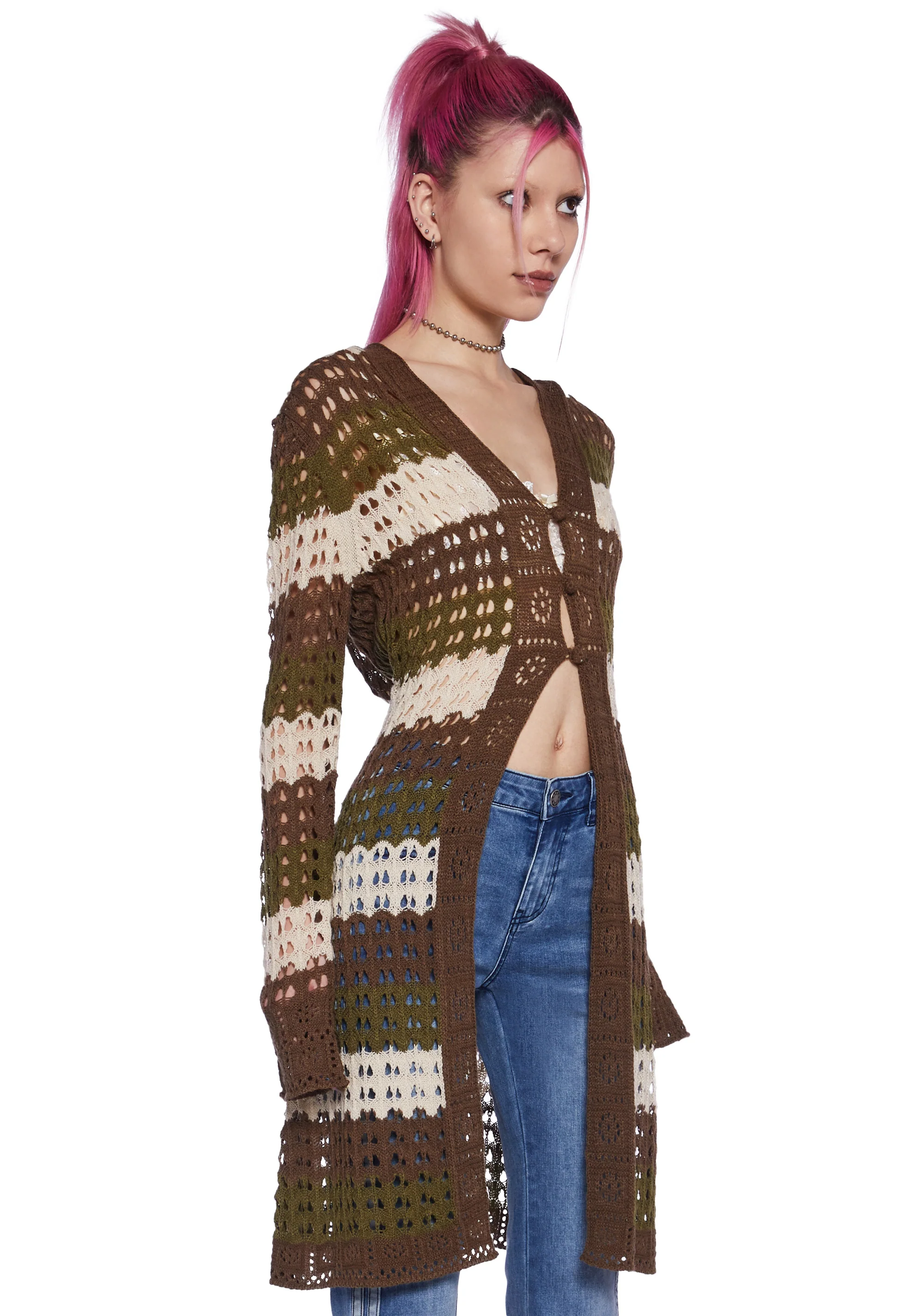 Striped Stunner Crochet Cardigan - Image 4