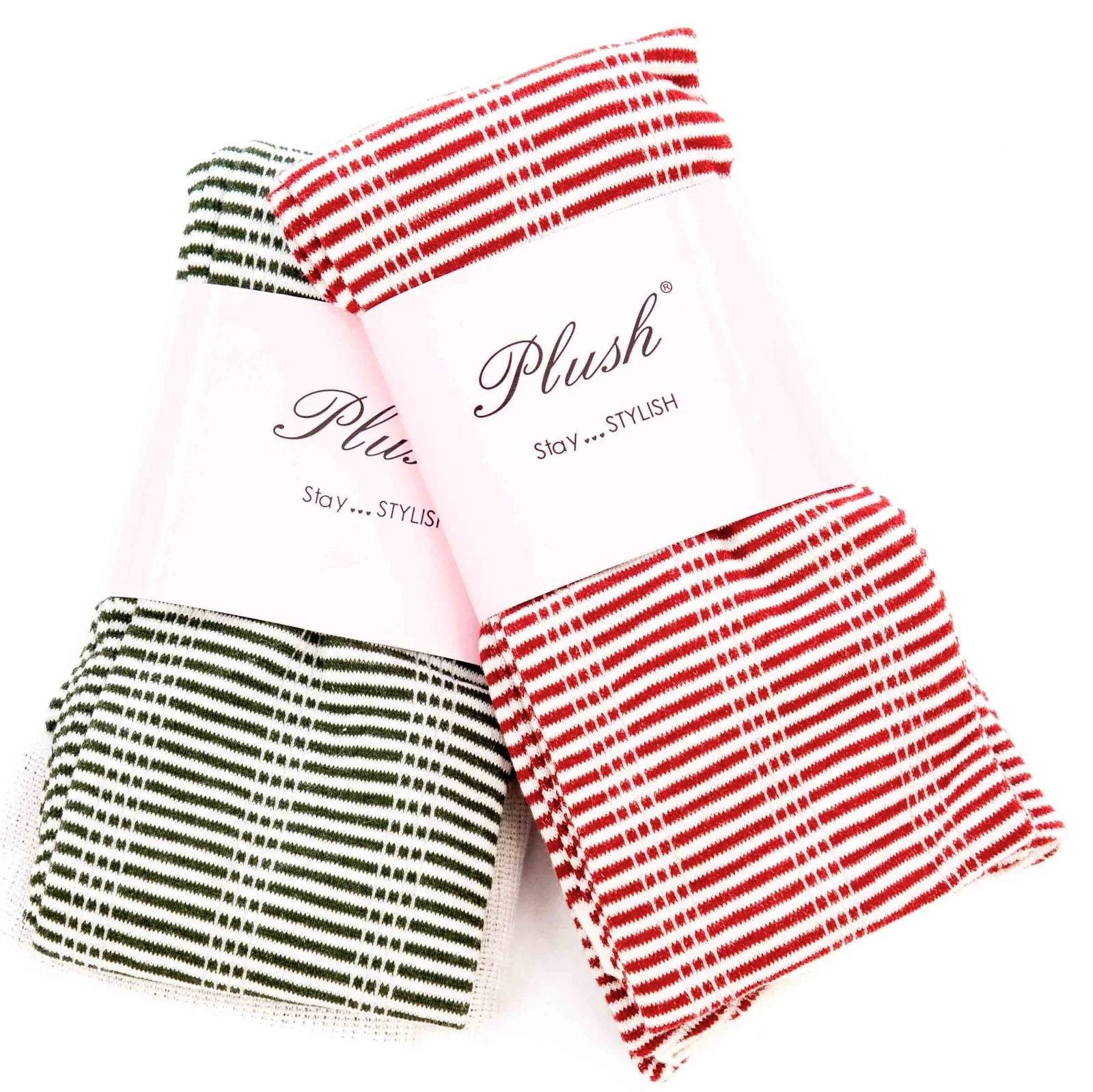 Striped Thigh High Socks - Red - Image 8