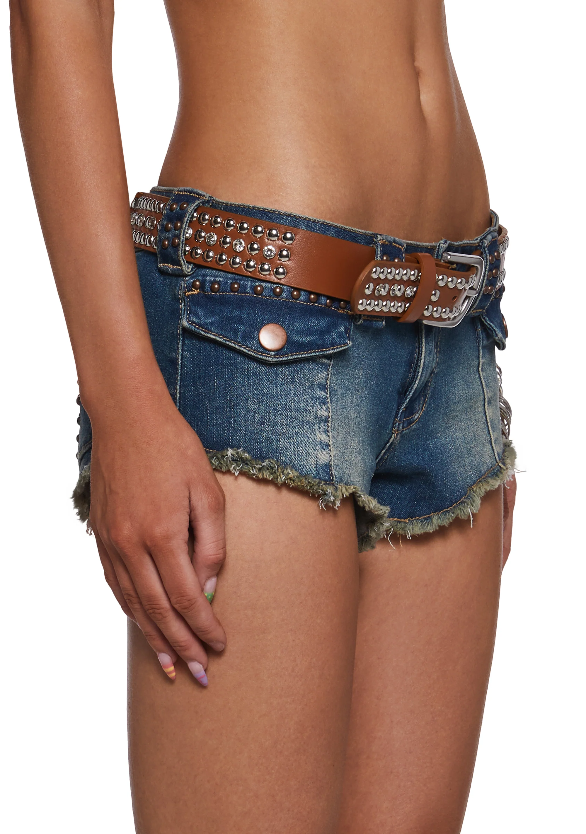 Wink Back Studded Belt - Brown - Image 3