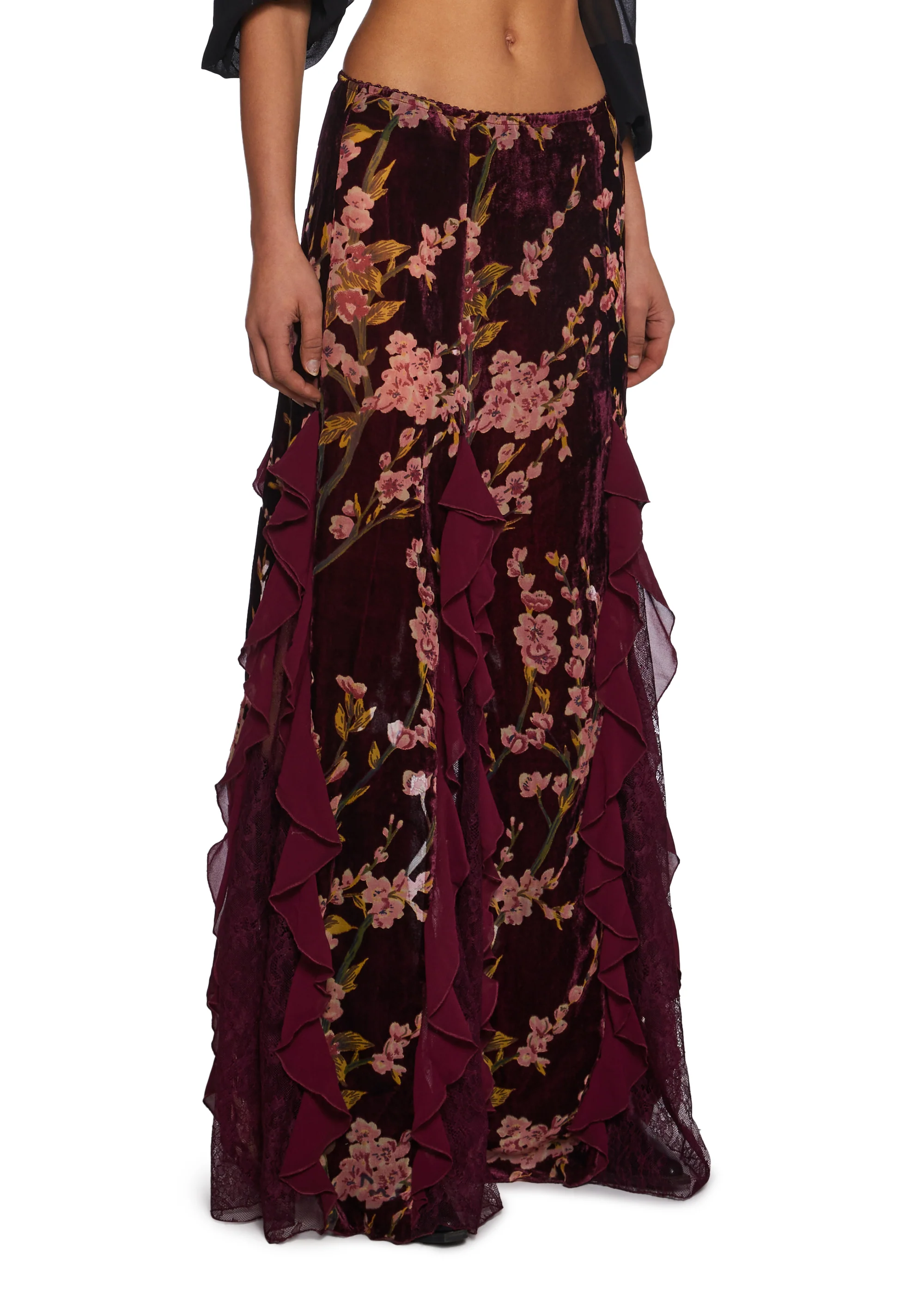 Stumbled On Sublime Maxi Skirt  - Burgundy - Image 3