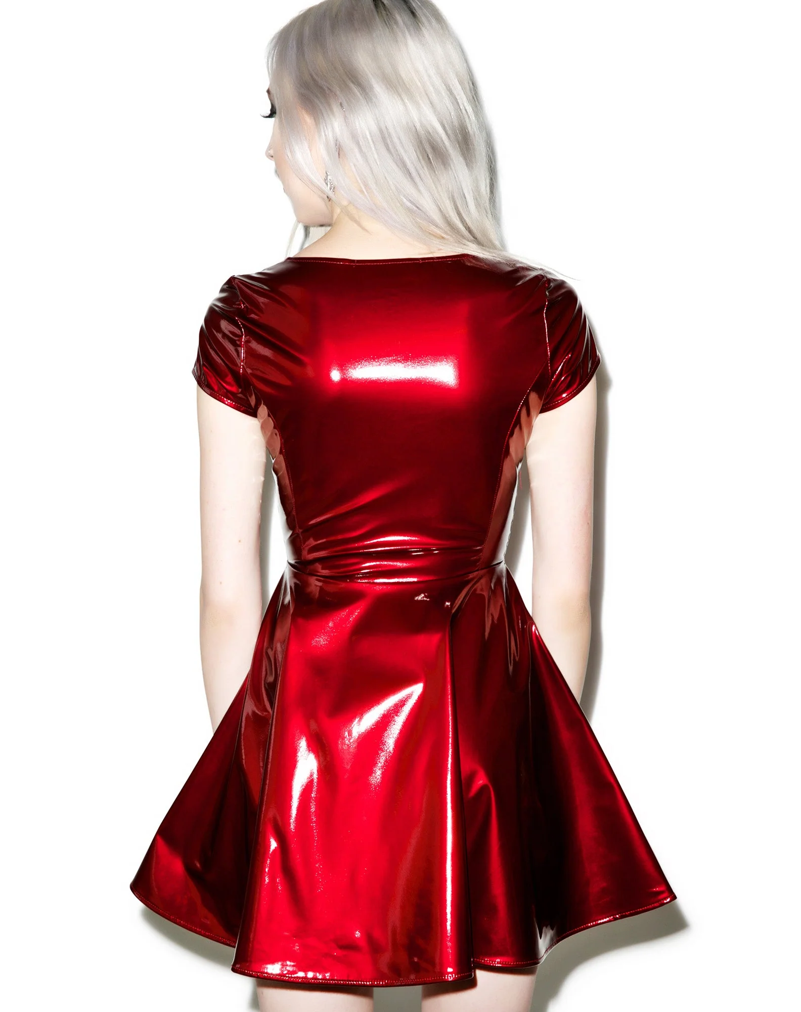 Sumthin' Sexy Classic Vinyl Dress - Red - Image 5