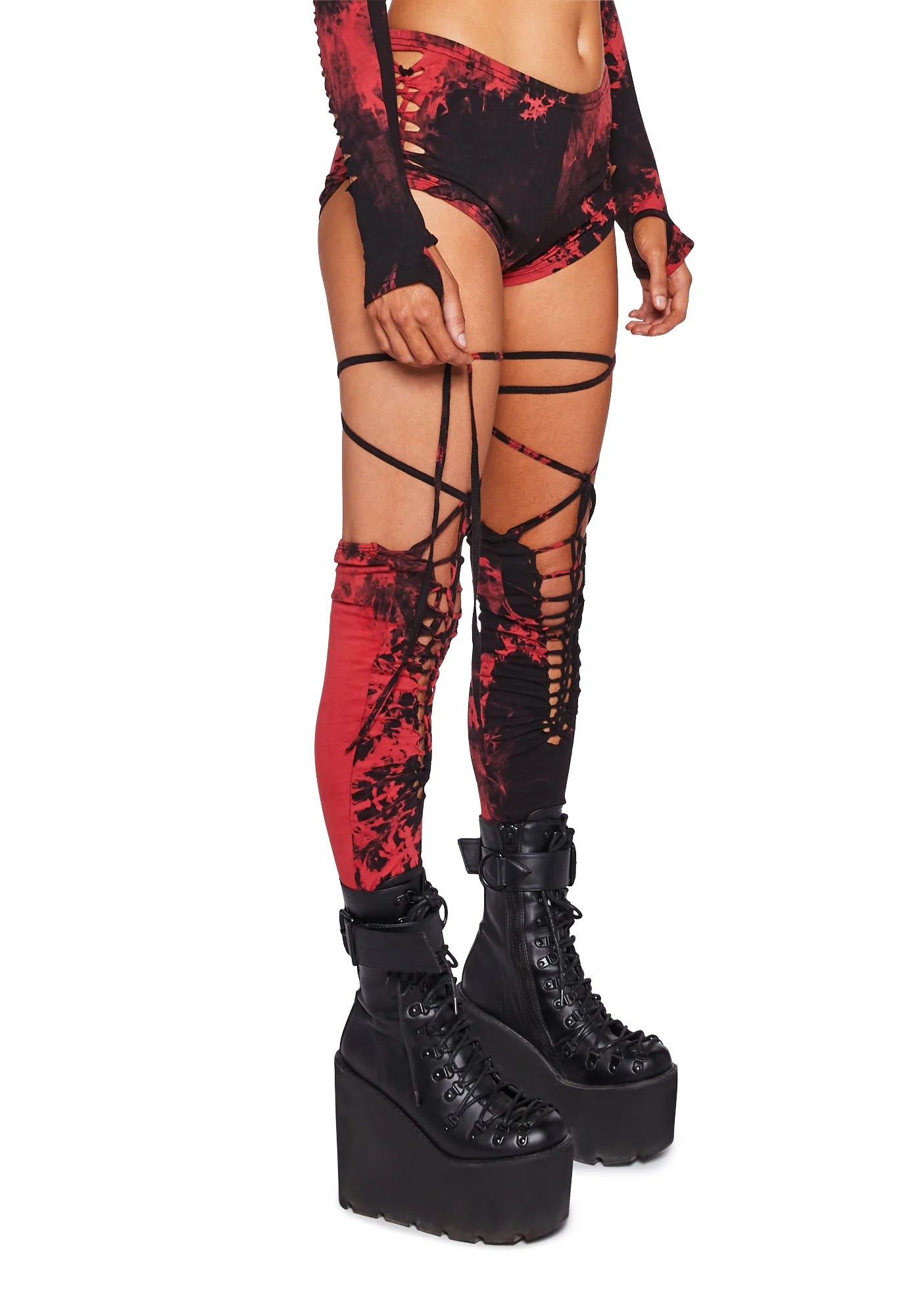 Sunset Trippy Bottoms & Stockings Set - Red - Image 3