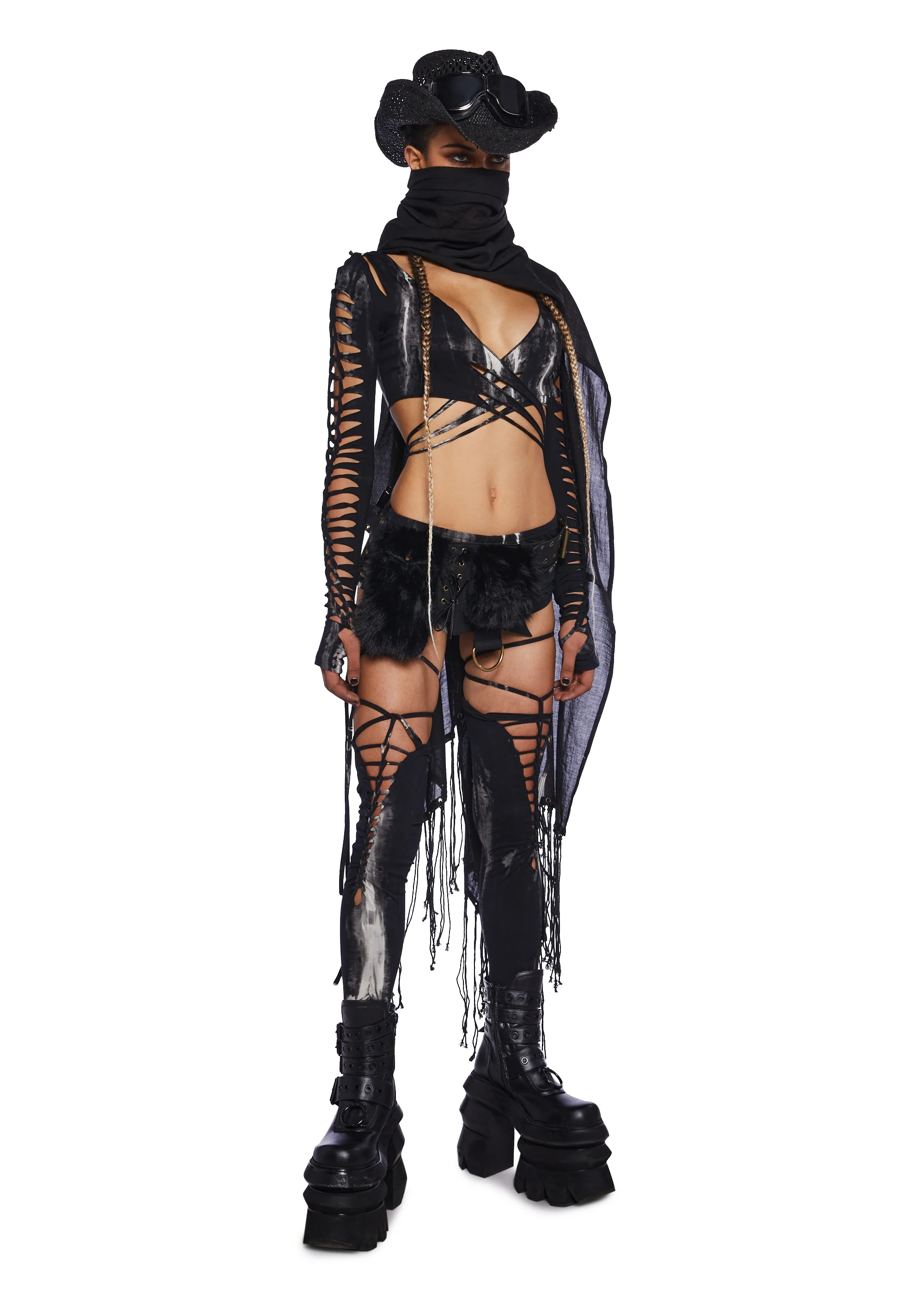 Sunset Trippy Bottoms & Stockings Set - Black - Image 3