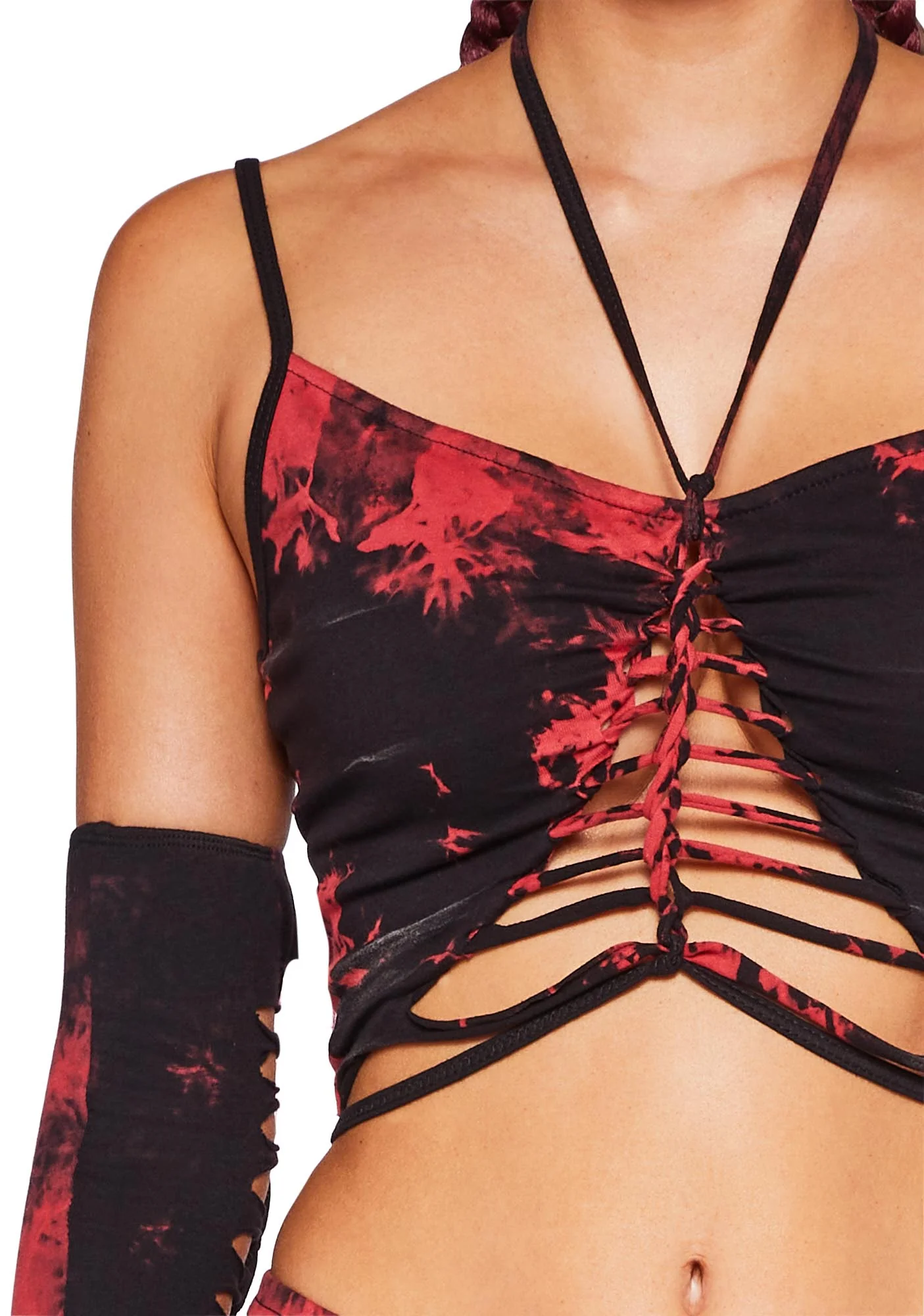 Sunset Trippy Top And Gloves Set - Red - Image 2