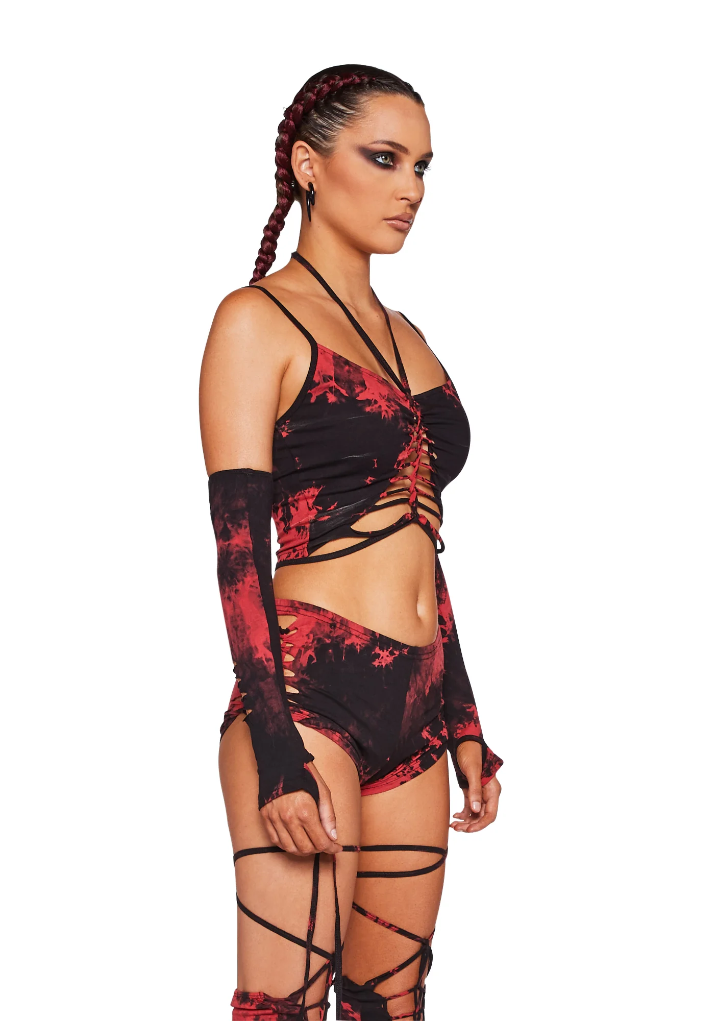 Sunset Trippy Top And Gloves Set - Red - Image 3