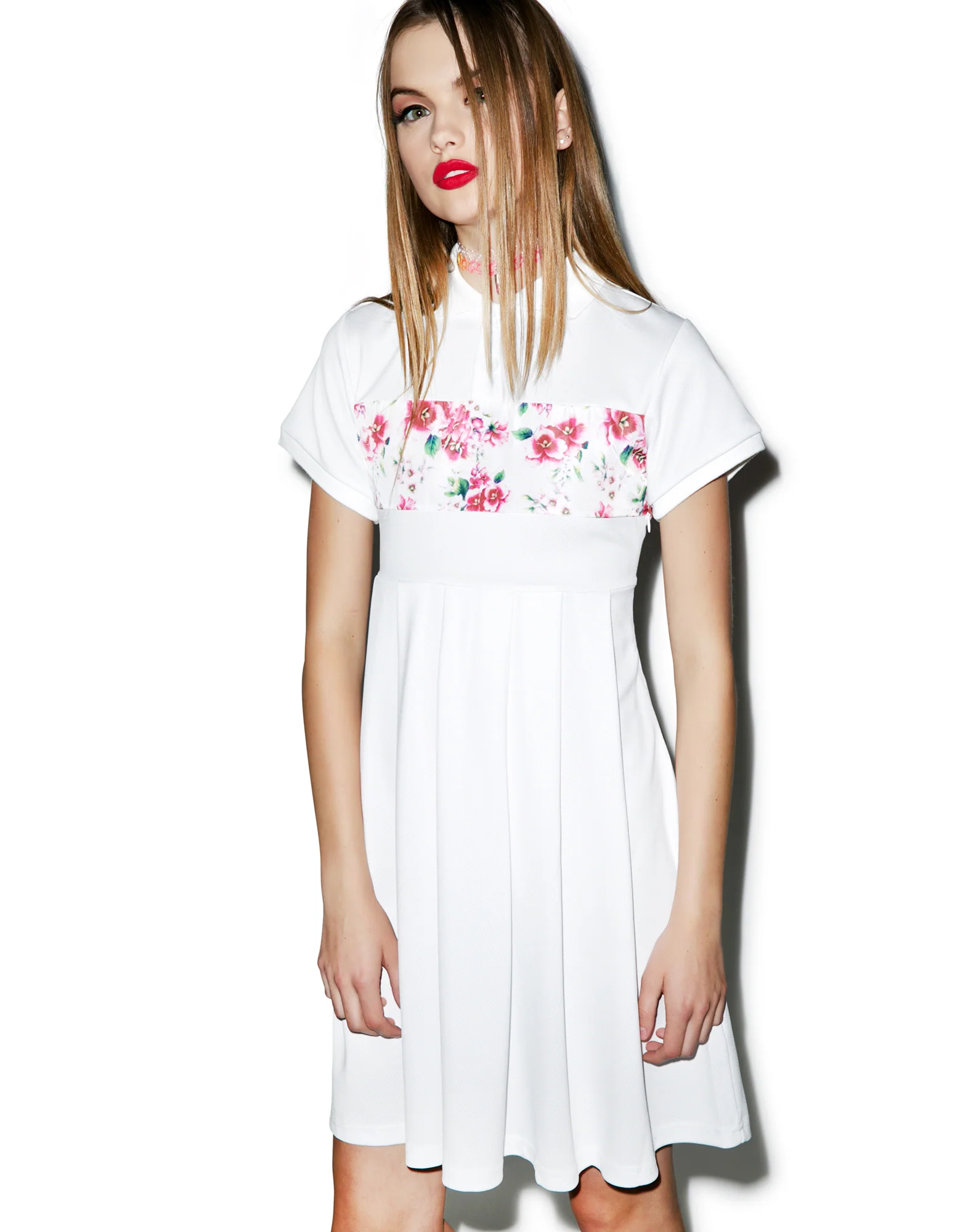 Sunset Wallflower Polo Shirt Dress - Image 4