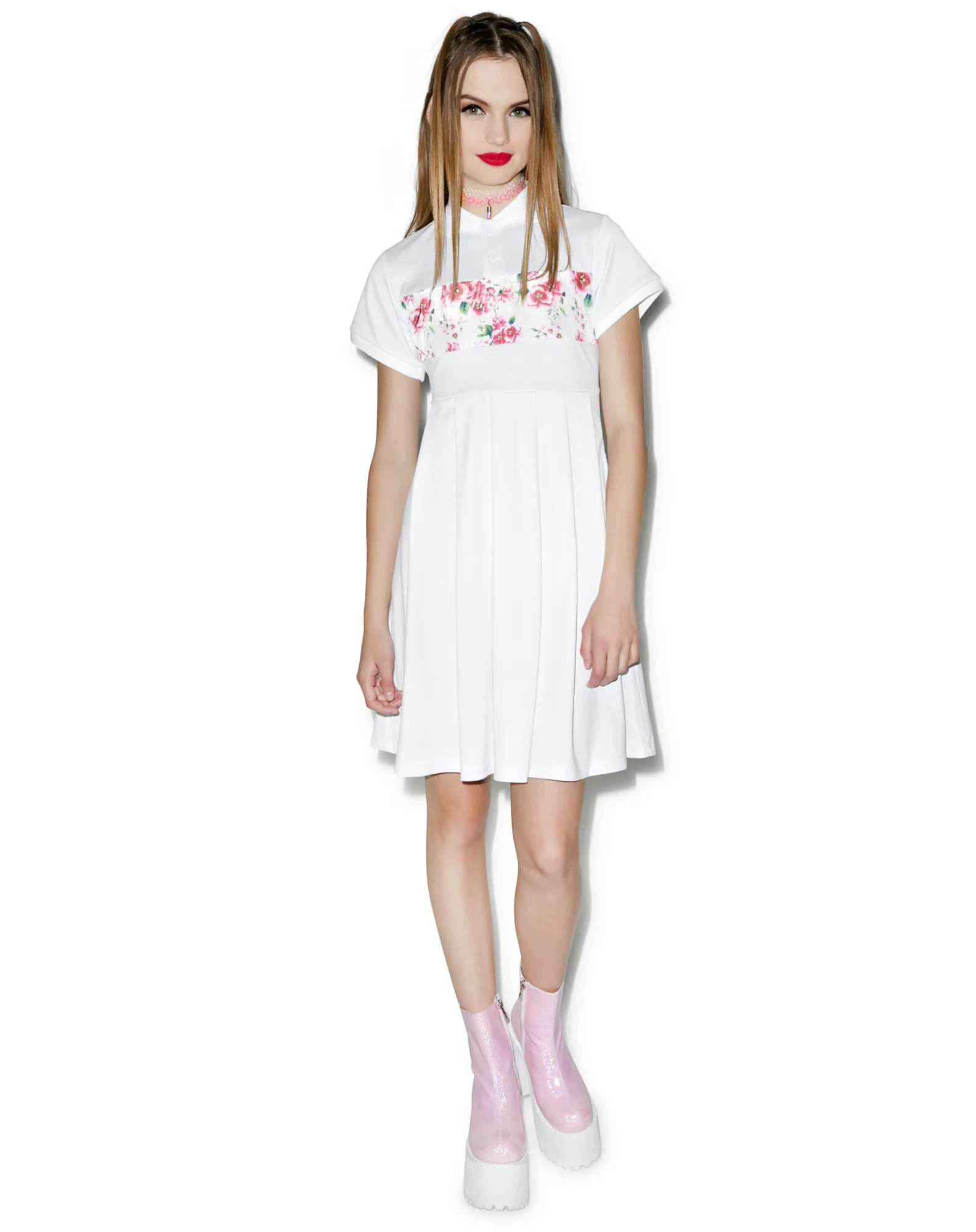 Sunset Wallflower Polo Shirt Dress - Image 5