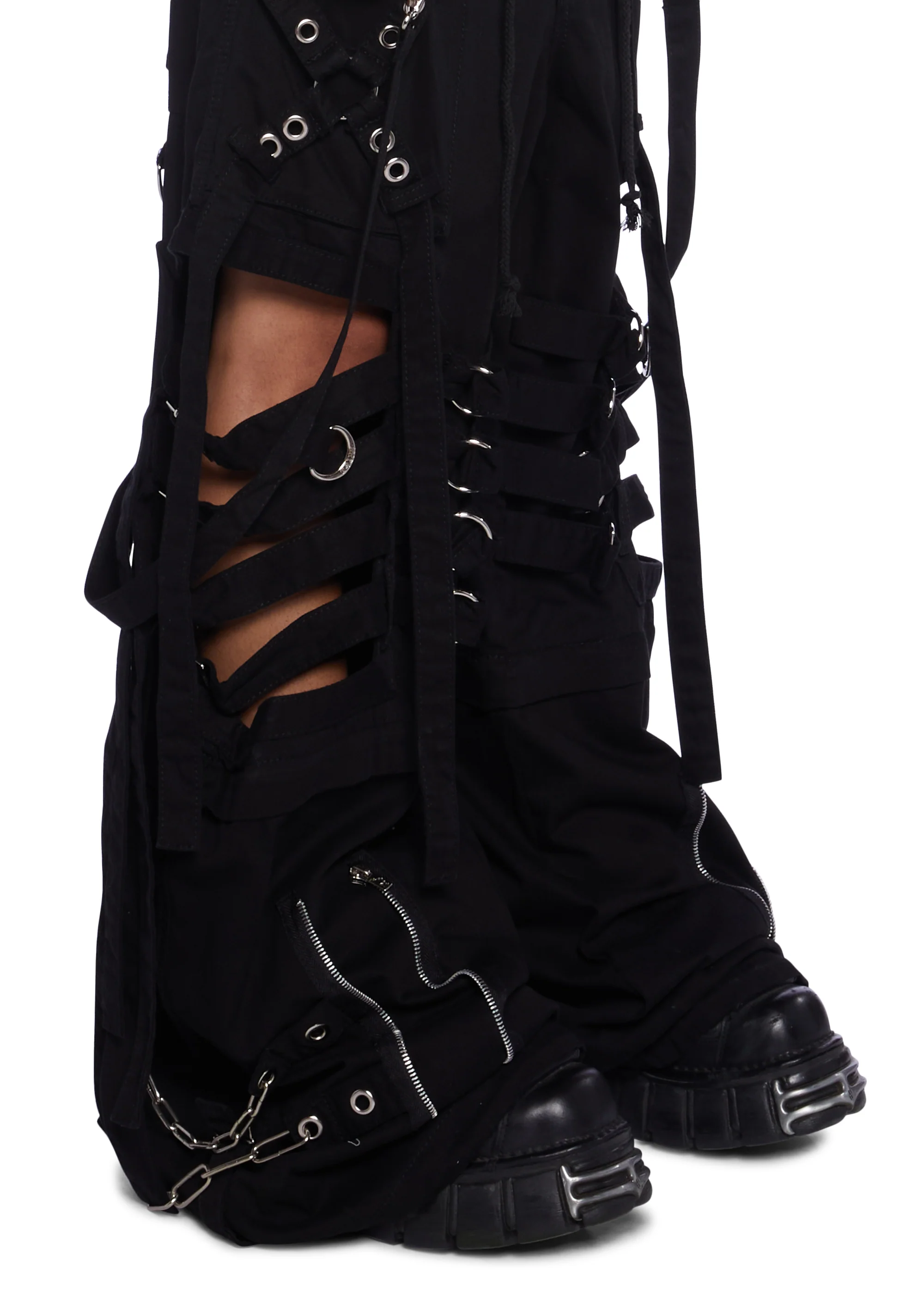 Super Cut Out Wide Leg Pants - Black - Image 5