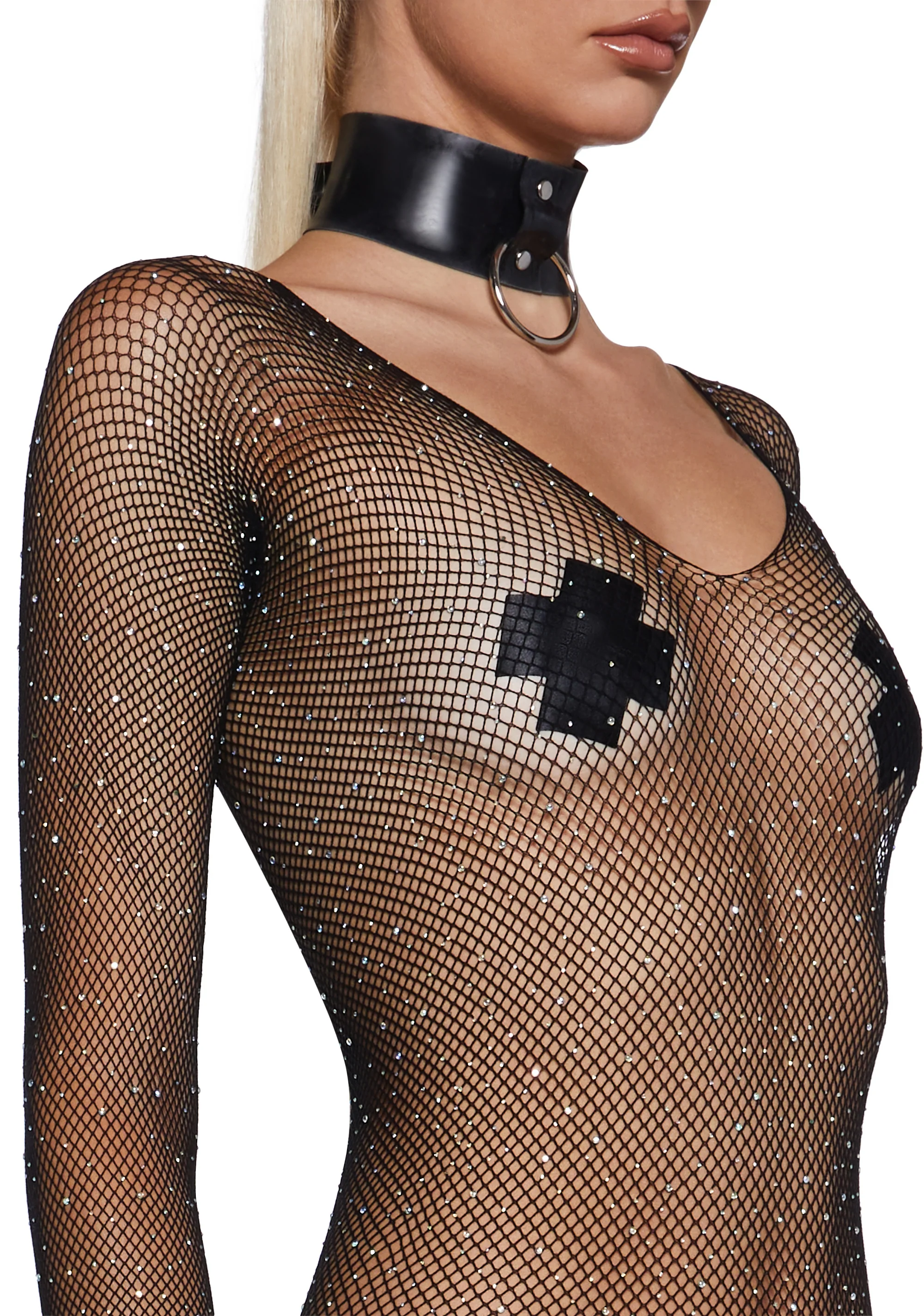 Supernova Party Fishnet Bodysuit - Black - Image 5