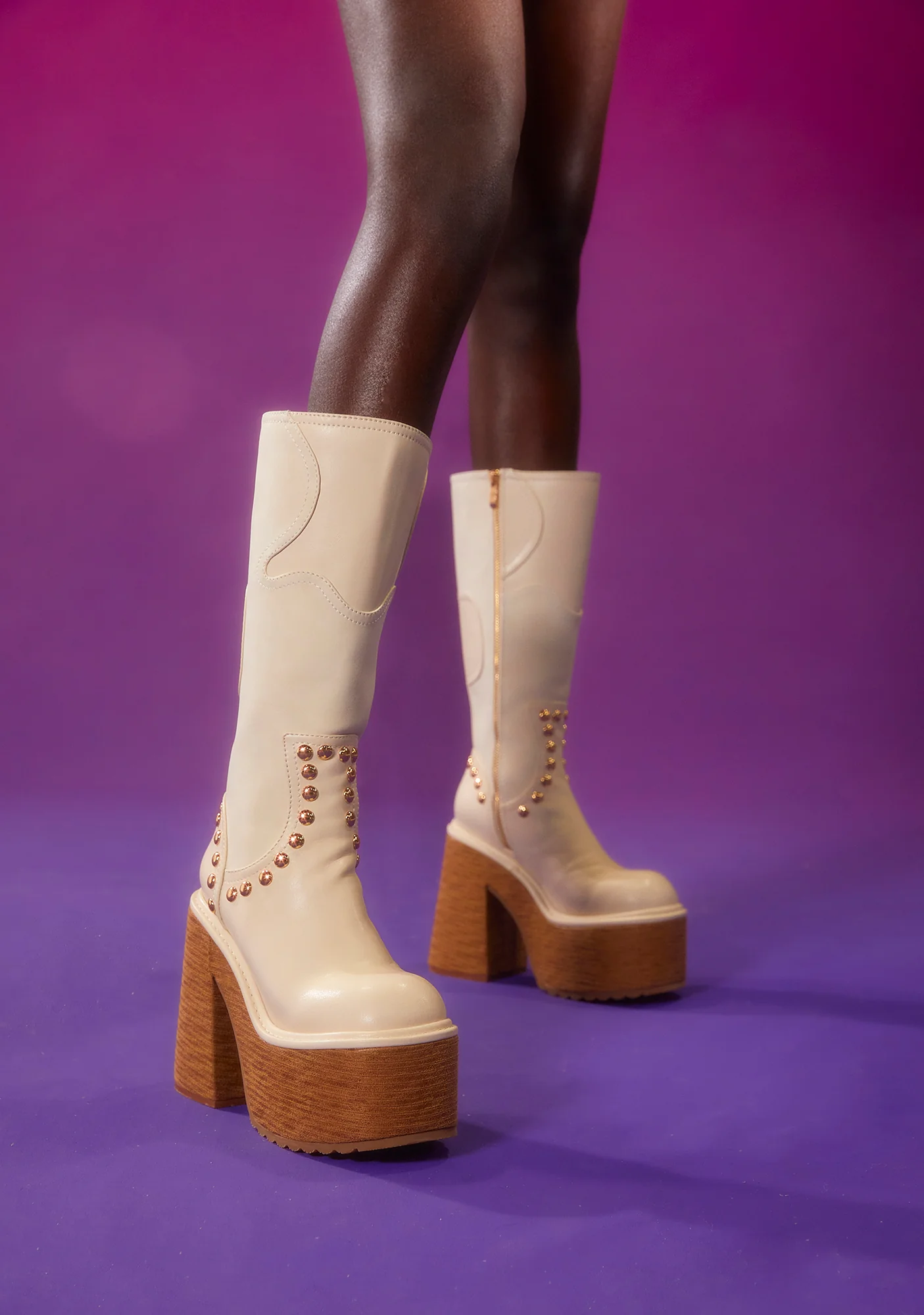 Superstar Status Platform Boots- Off White - Image 5