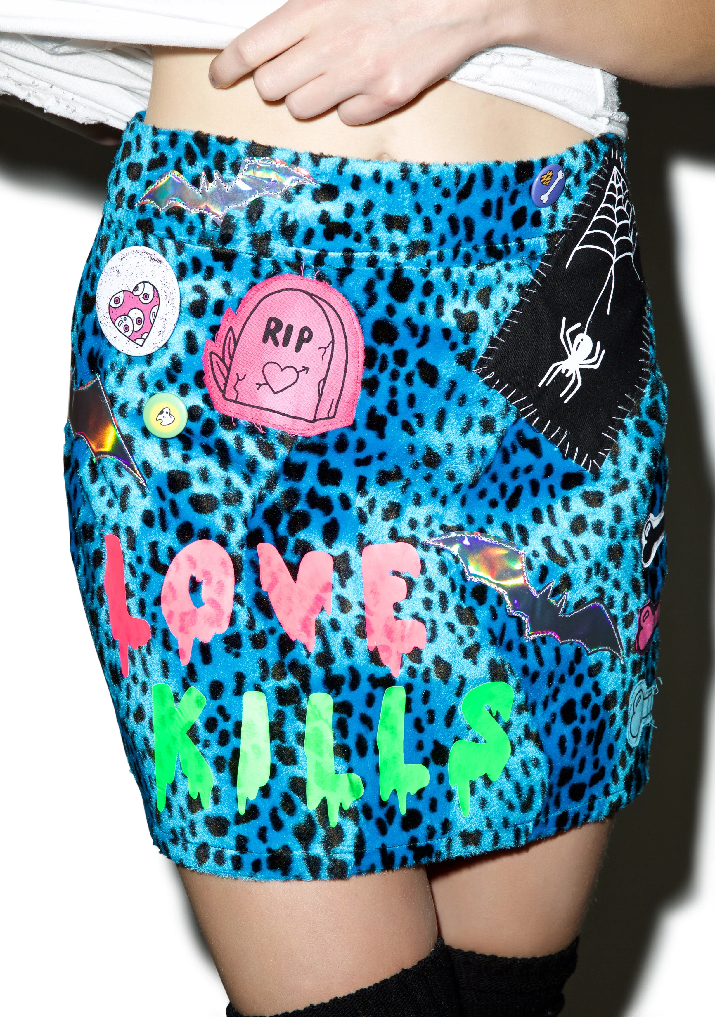 Suzi High Waist Blue Leopard Mini Skirt - Image 3