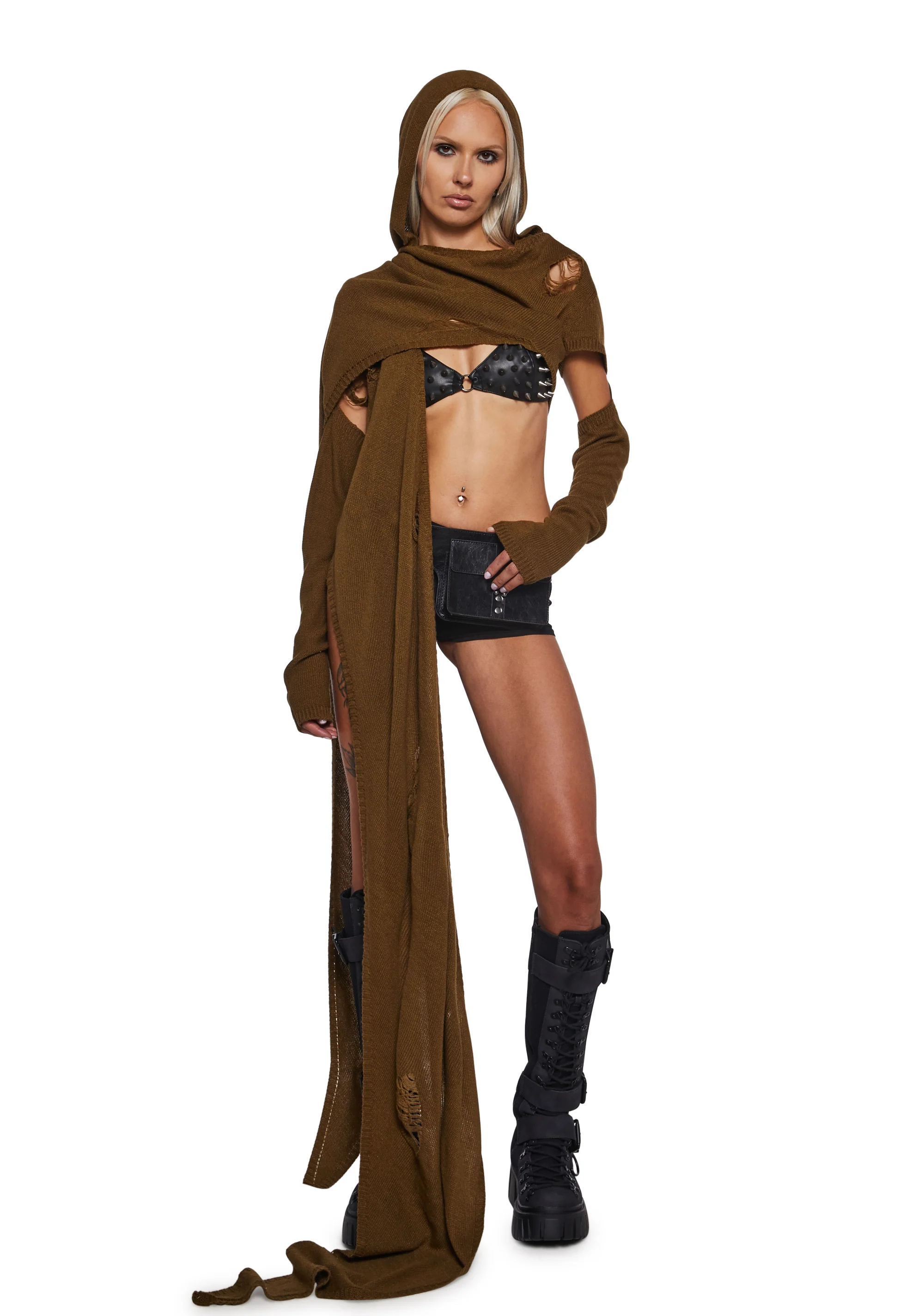 Compression Scarf Wrap Top - Green - Image 6