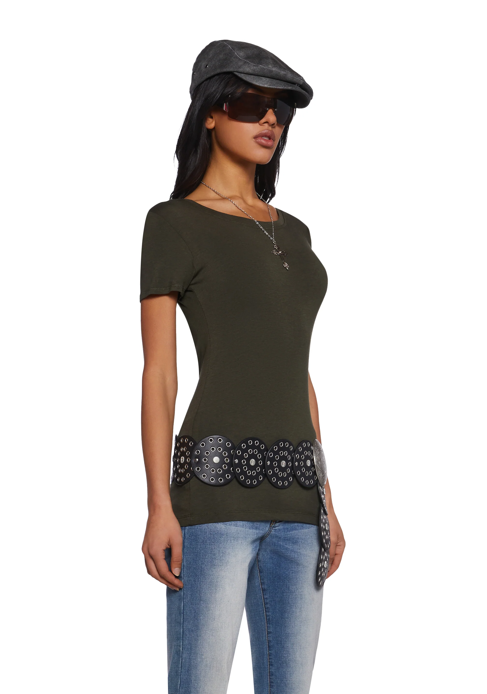 Sweet Rebellion Short Sleeve Top - Dark Green - Image 3