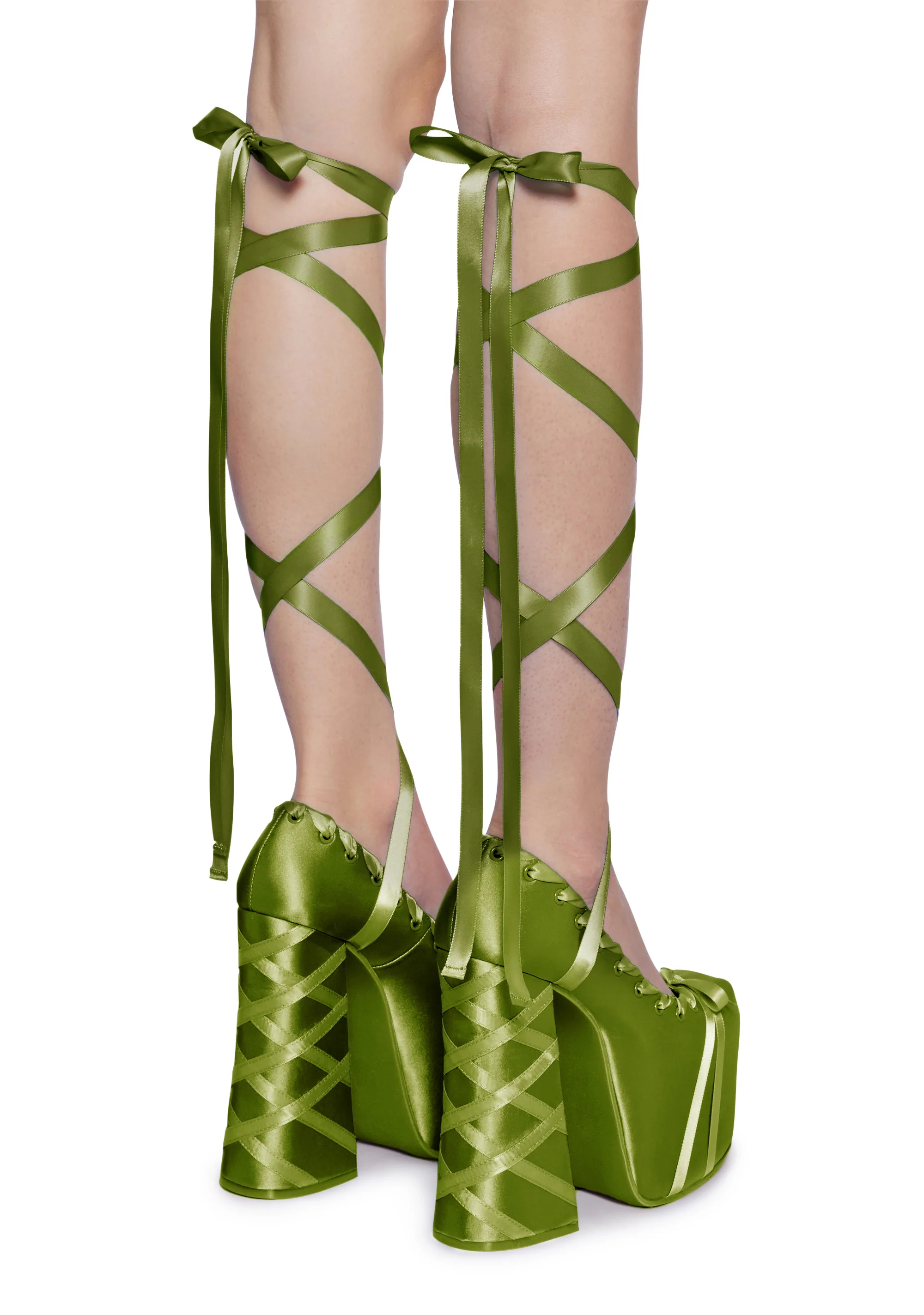 Sweet Sonata Ballet Wrap Heels - Green - Image 3