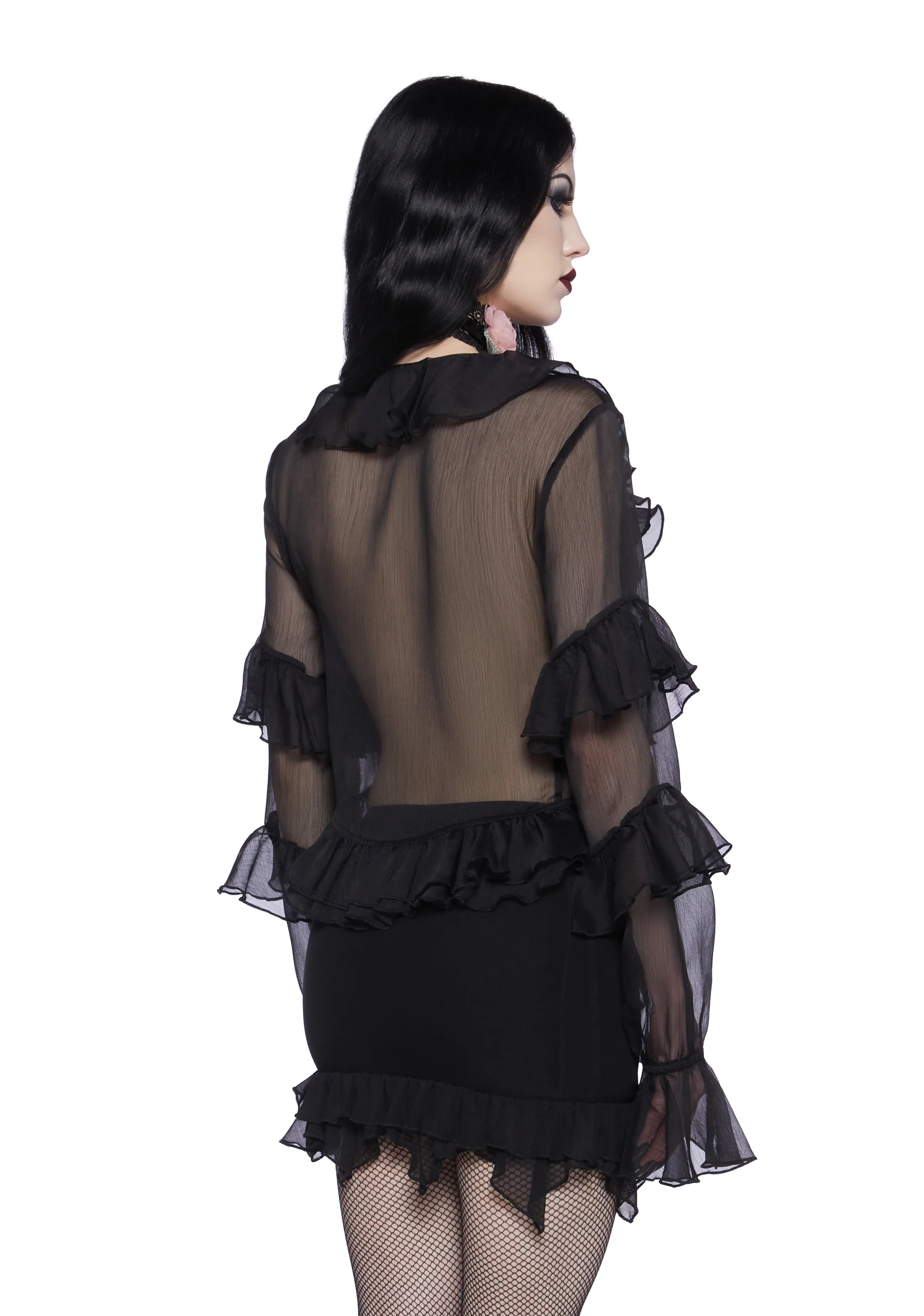 Sweetly Somber Chiffon Cardigan - Image 4