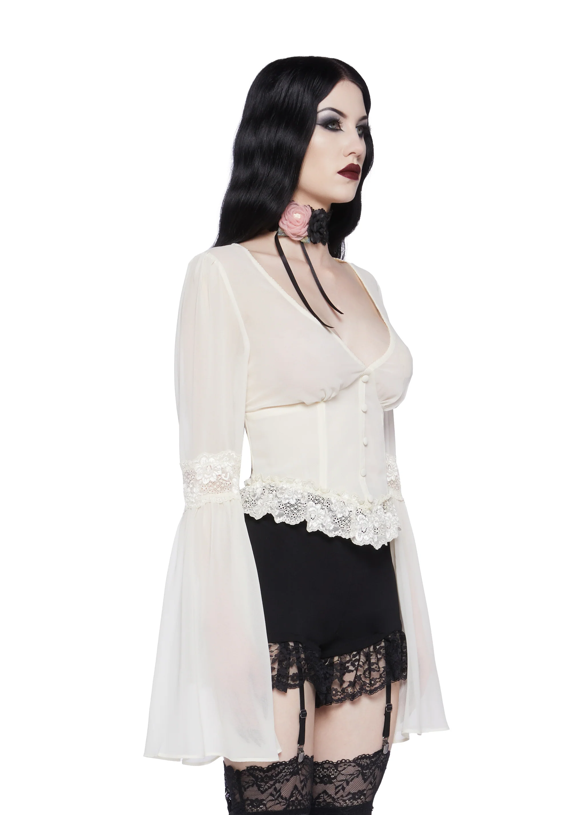 Sweetly Spiritual Lace Blouse - Ivory - Image 3