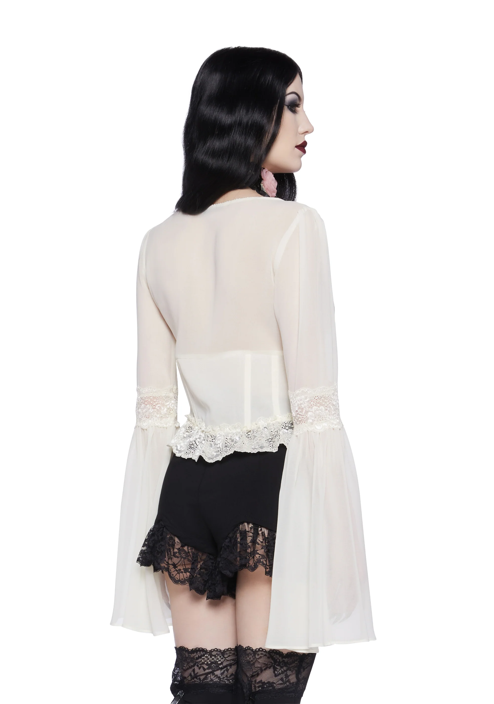 Sweetly Spiritual Lace Blouse - Ivory - Image 4