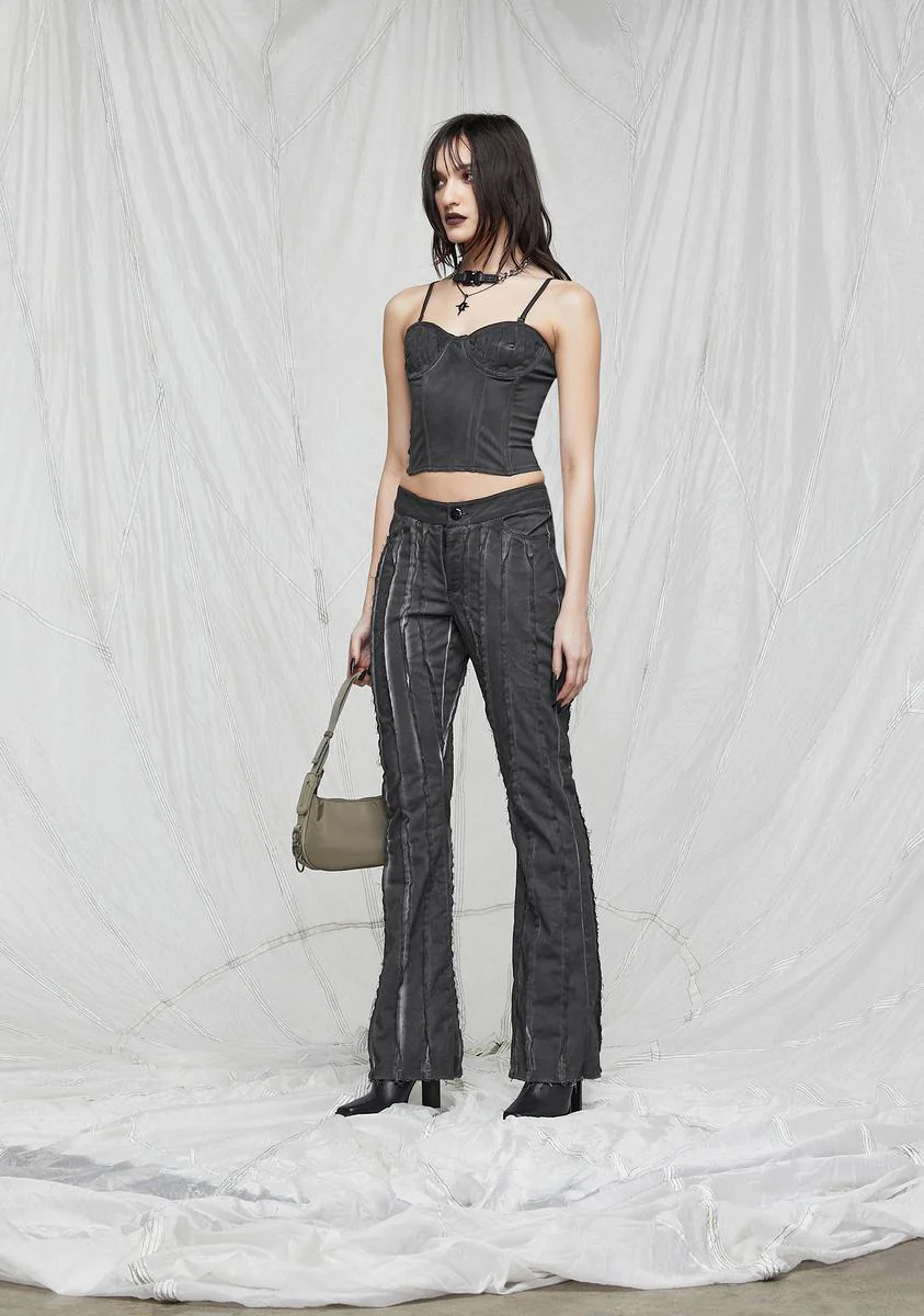 Synth Washed Pants With Raw Edge Details - Image 3