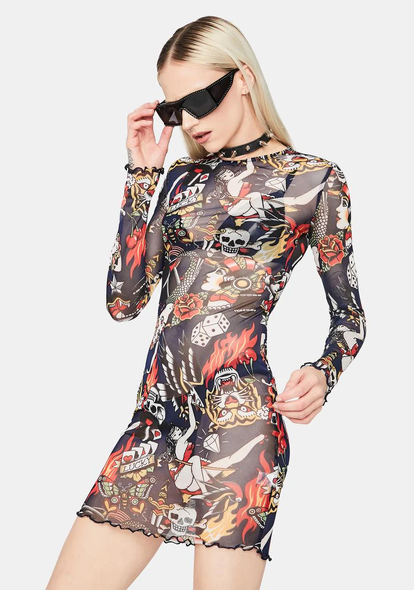 Take A Gamble Mesh Dress - Image 2