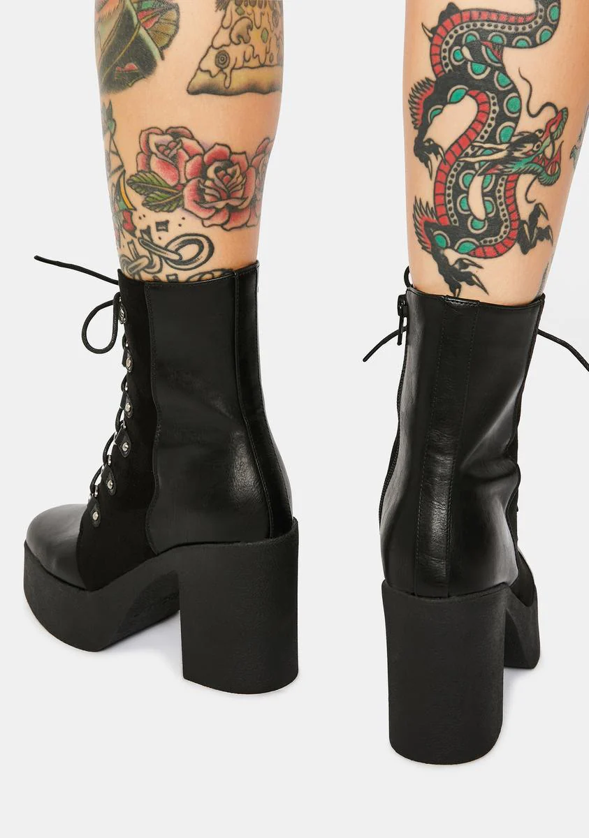 Talk About Me Platform Heeled Combat Boots - Image 4