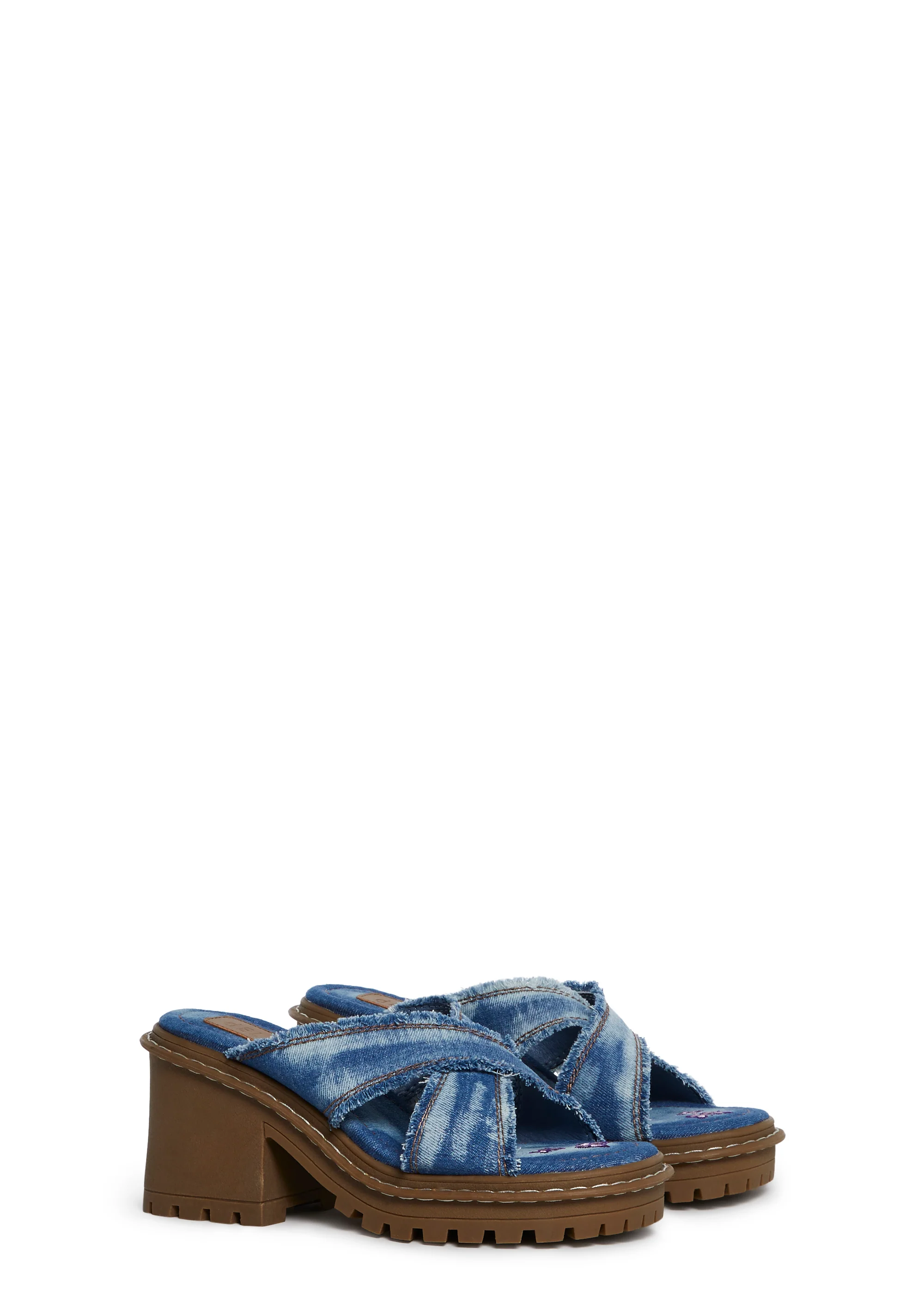 Star Worthy Cross Strap Slides - Denim - Image 3