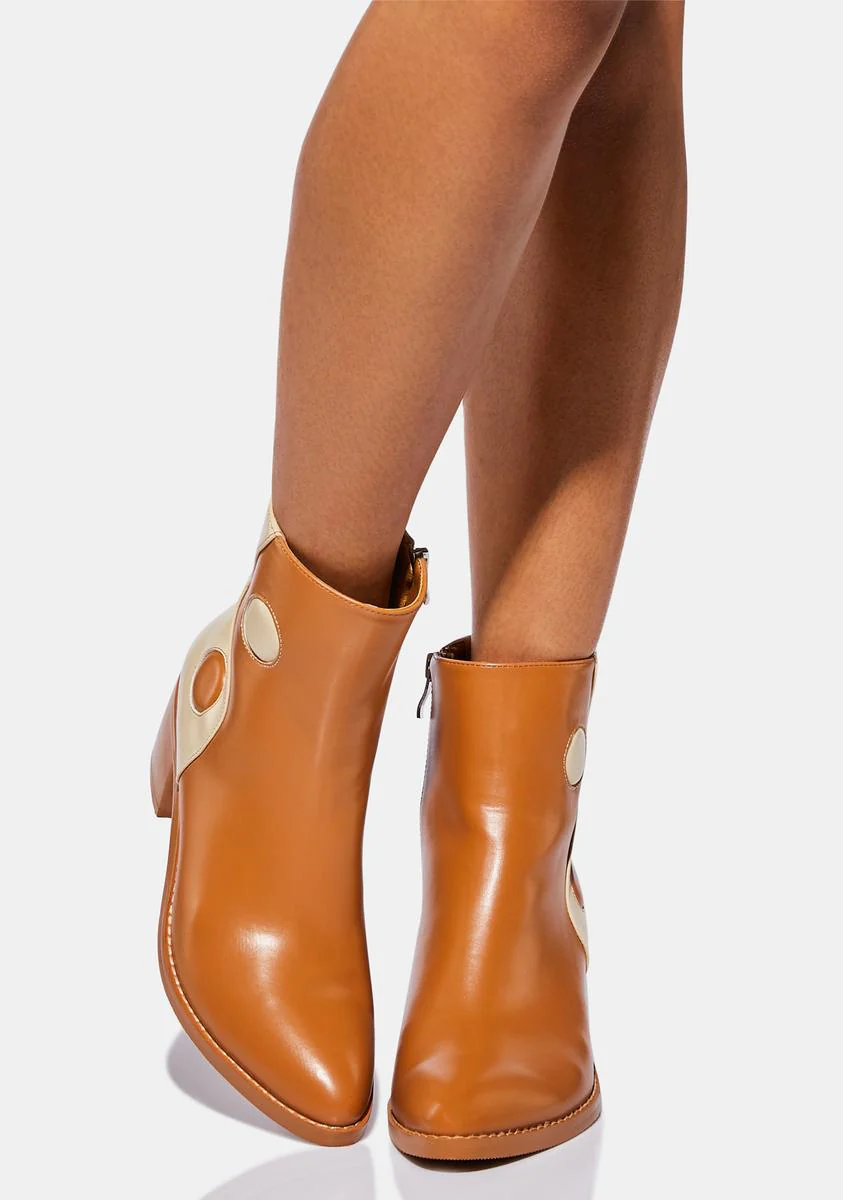 Tan Balancing Act Vegan Leather Boots - Image 3