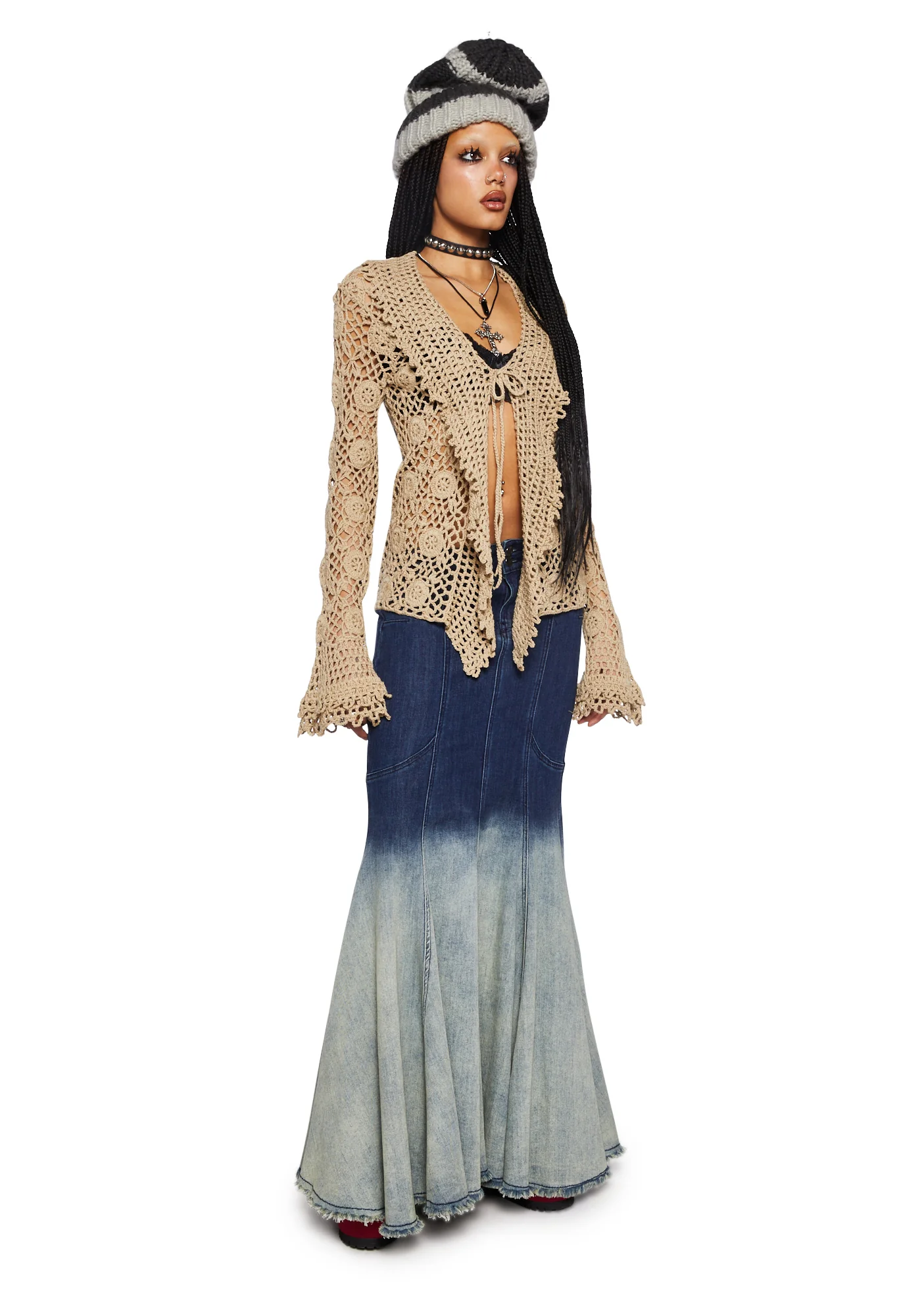 Modern Enchantment Crochet Cardigan - Light Brown - Image 2