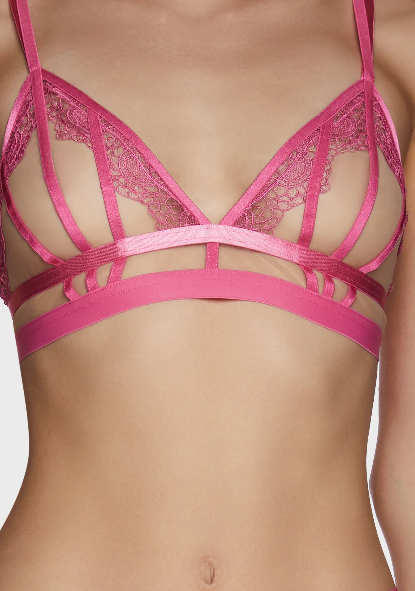 Tasha Illusion Mesh Triangle Bra - Pink - Image 5