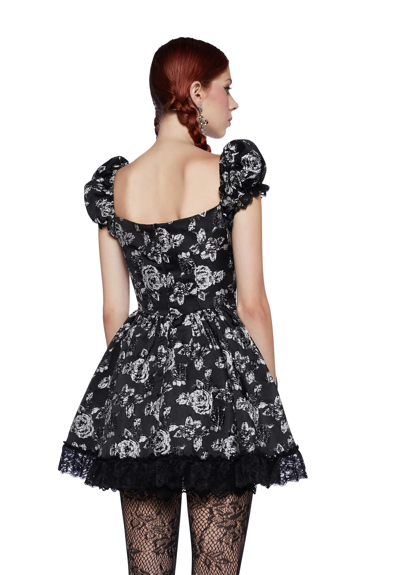 Tea And Circumstance Brocade Mini Dress - Black - Image 4