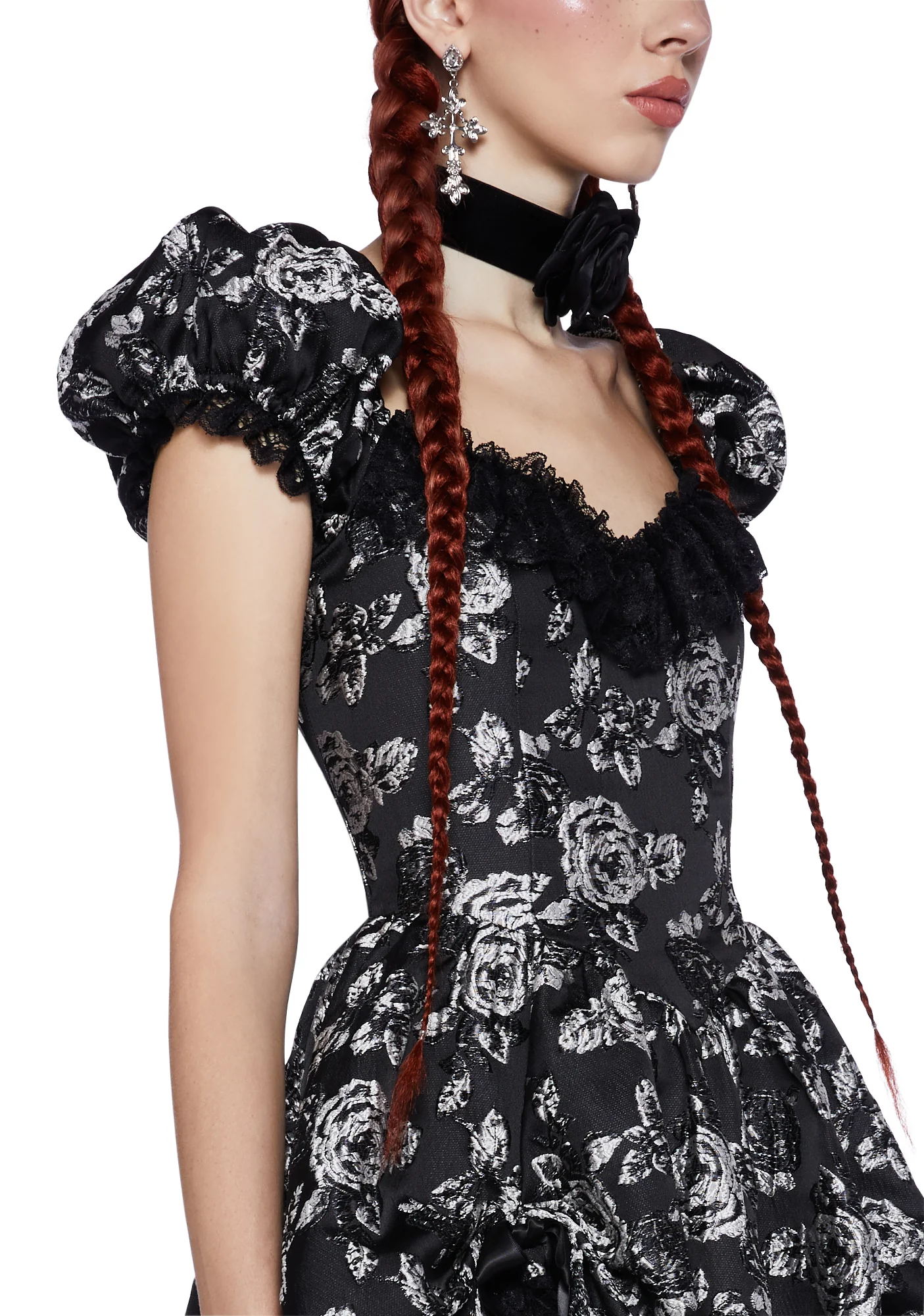 Tea And Circumstance Brocade Mini Dress - Black - Image 5