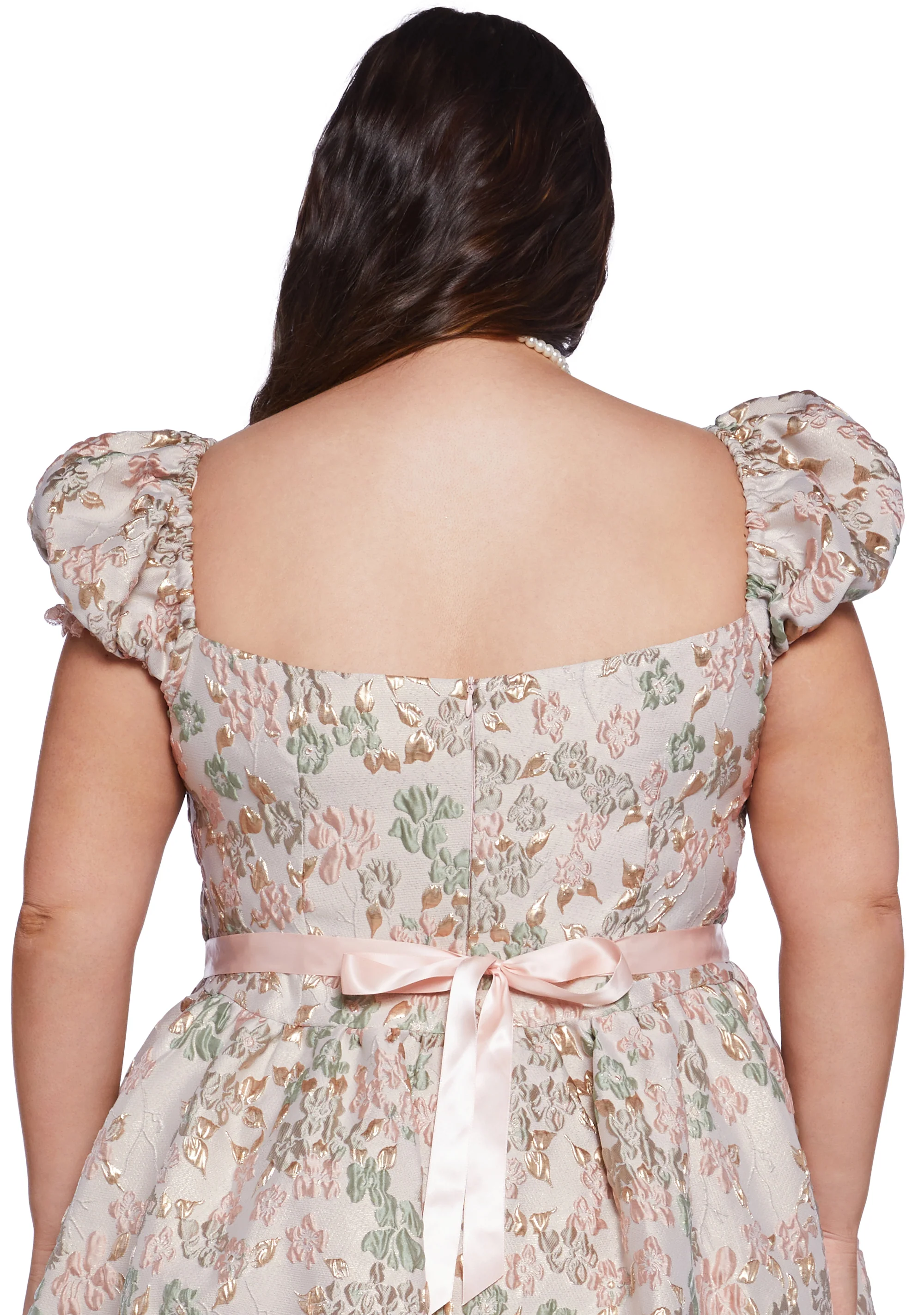 Plus Tea And Circumstance Brocade Mini Dress - Pink - Image 6