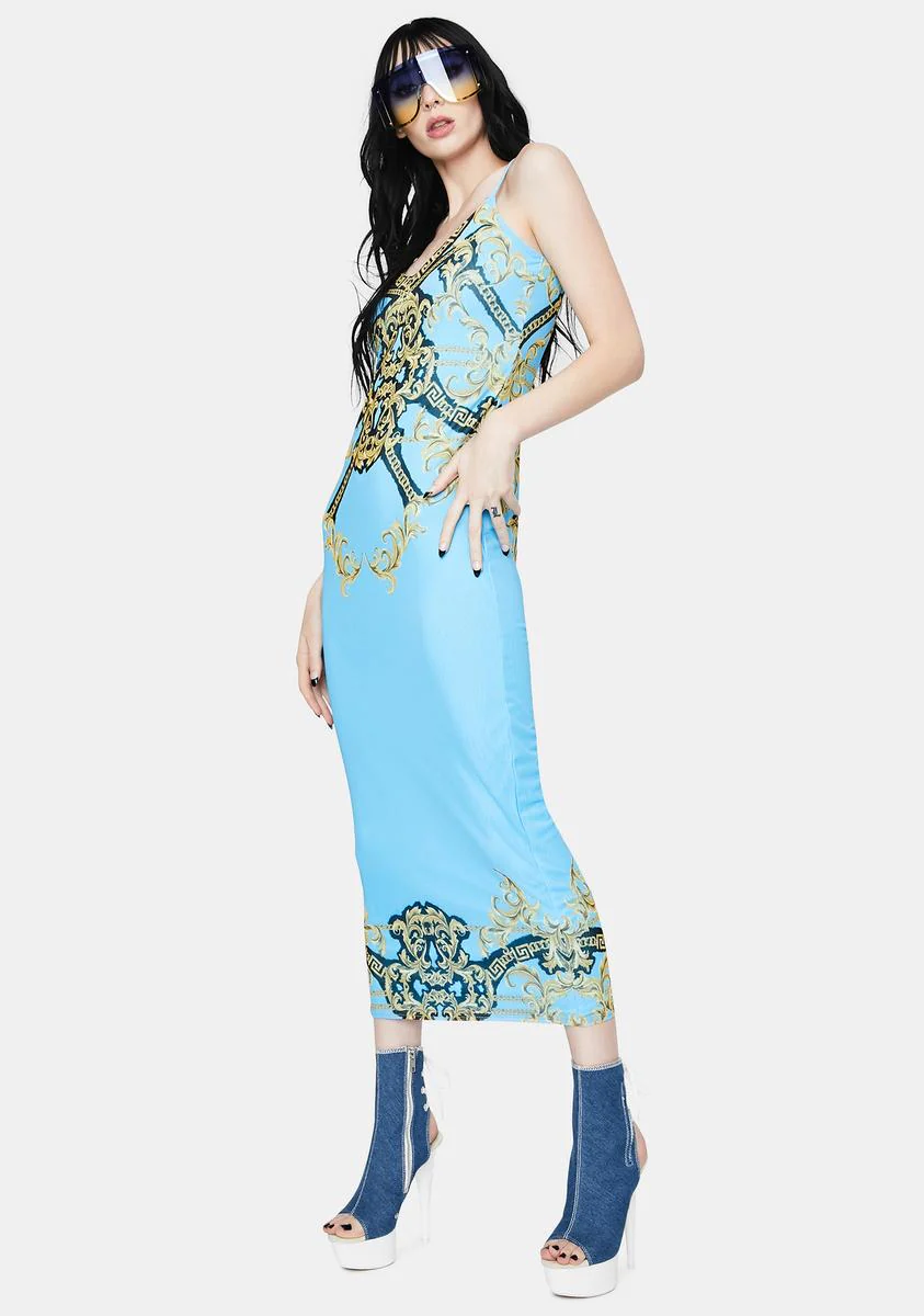 Teal Chain Amina Mesh Midi Dress - Image 2