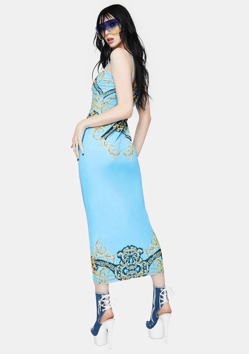 Teal Chain Amina Mesh Midi Dress - Image 4