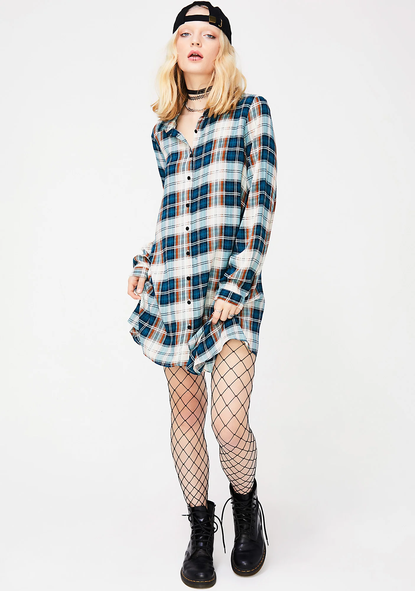 Teal Tardy Party Plaid Dress - Image 2