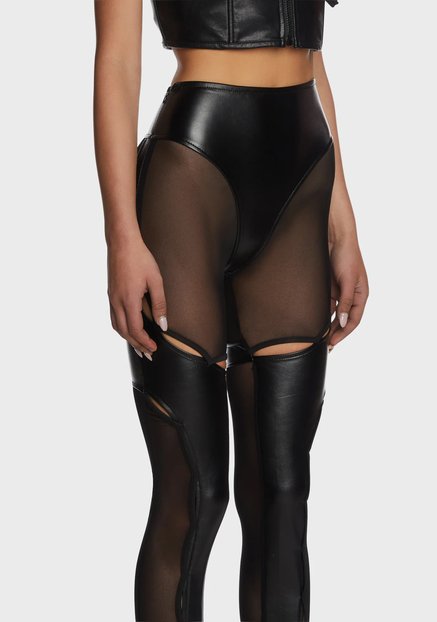 Tech Waves Vegan Leather Pants - Image 2