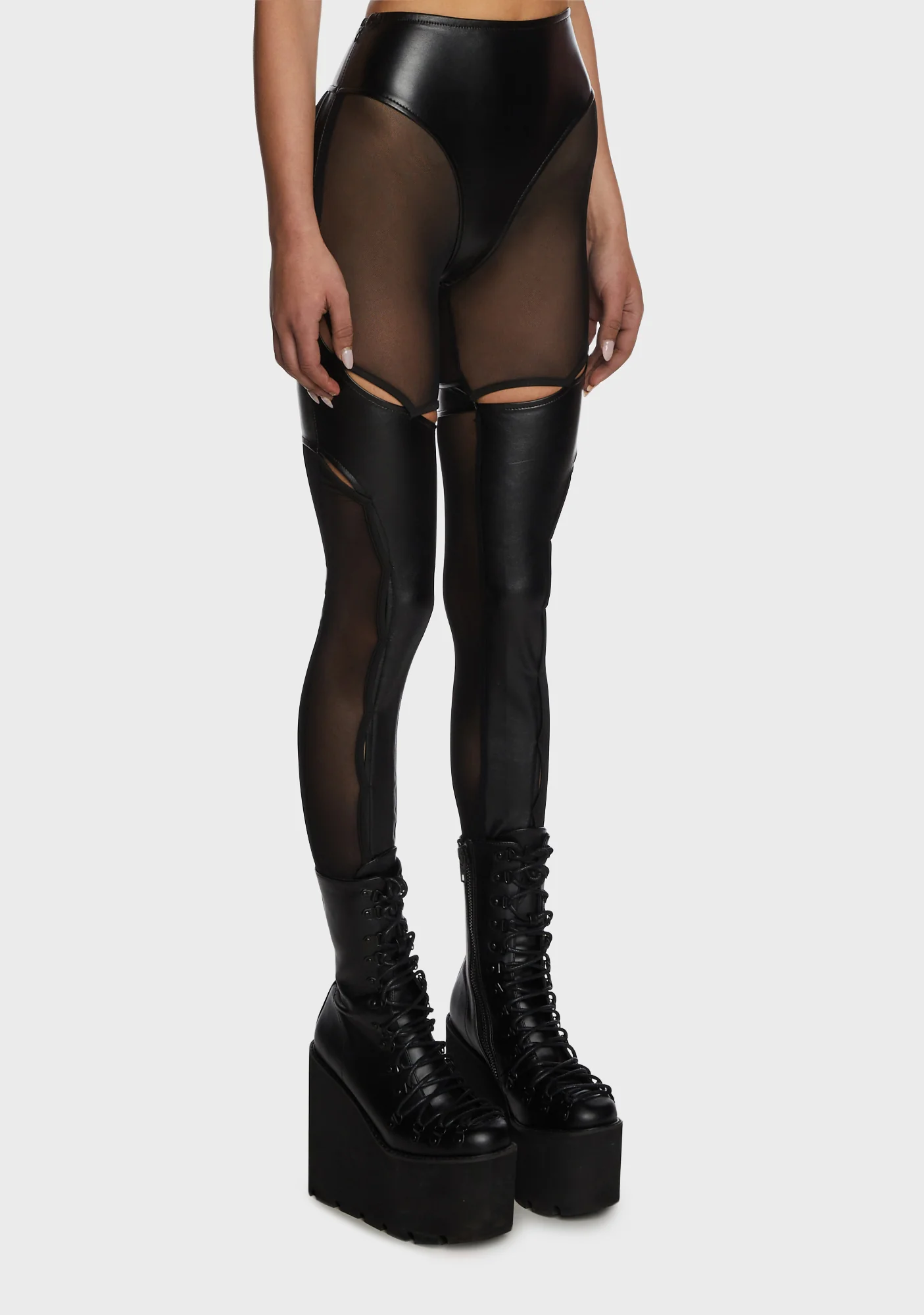 Tech Waves Vegan Leather Pants - Image 3