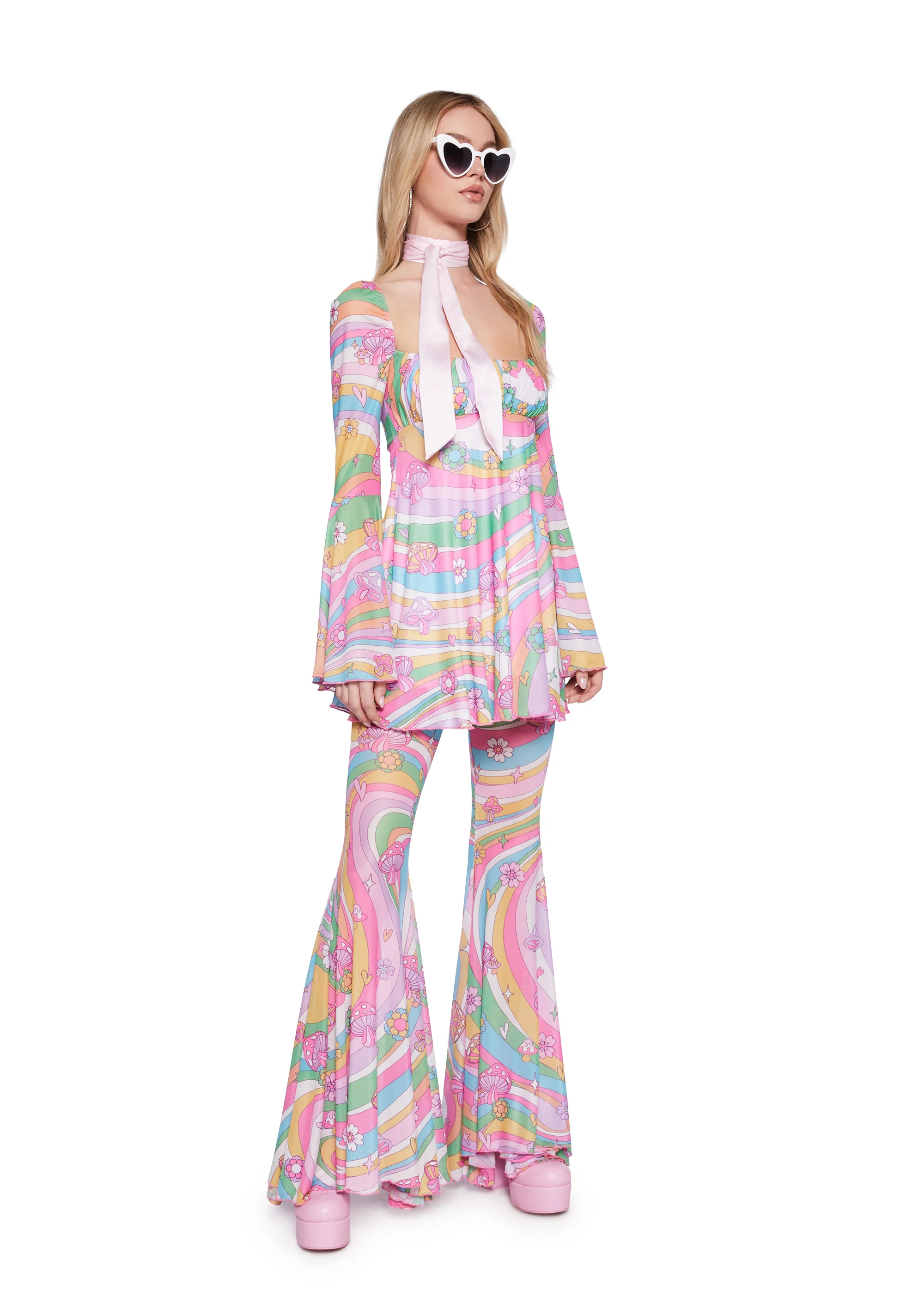 Technicolor Dreams Bell Sleeve Dress - Image 2