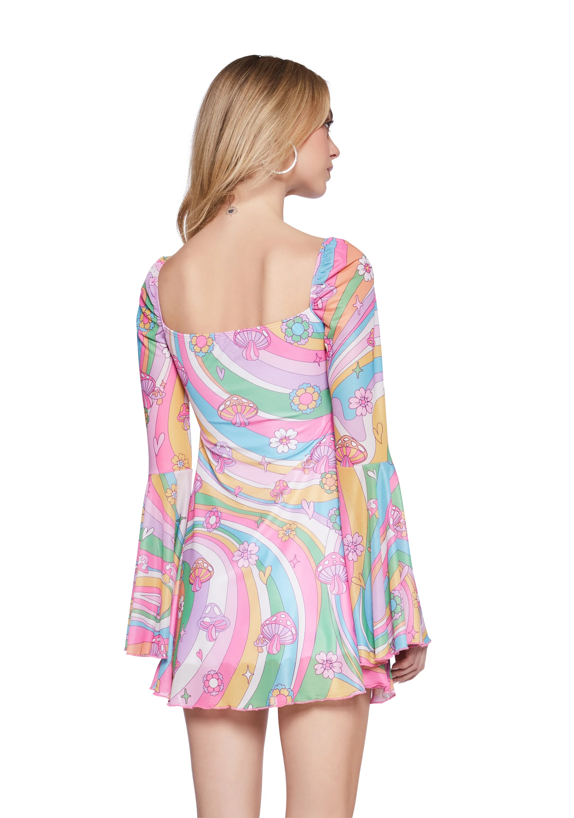 Technicolor Dreams Bell Sleeve Dress - Image 4