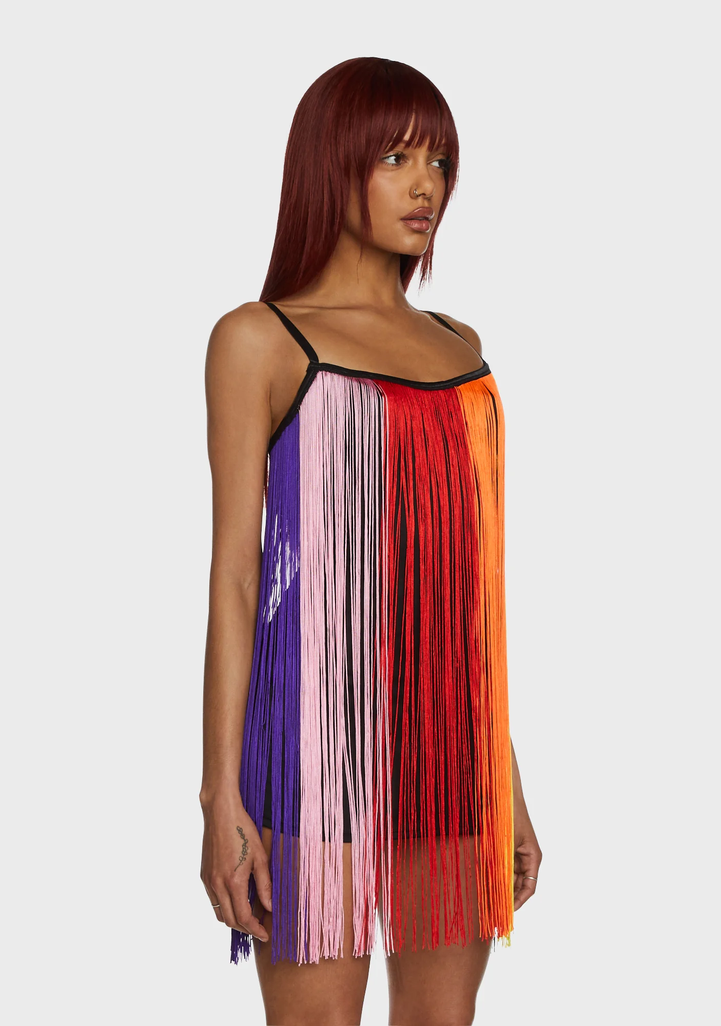 Technicolor Trip Fringe Mini Dress - Image 3