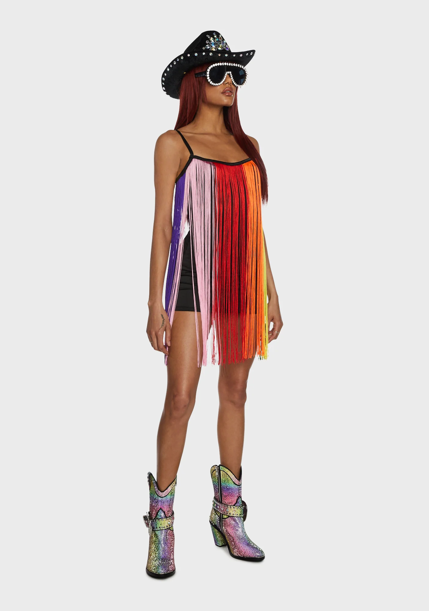 Technicolor Trip Fringe Mini Dress - Image 5